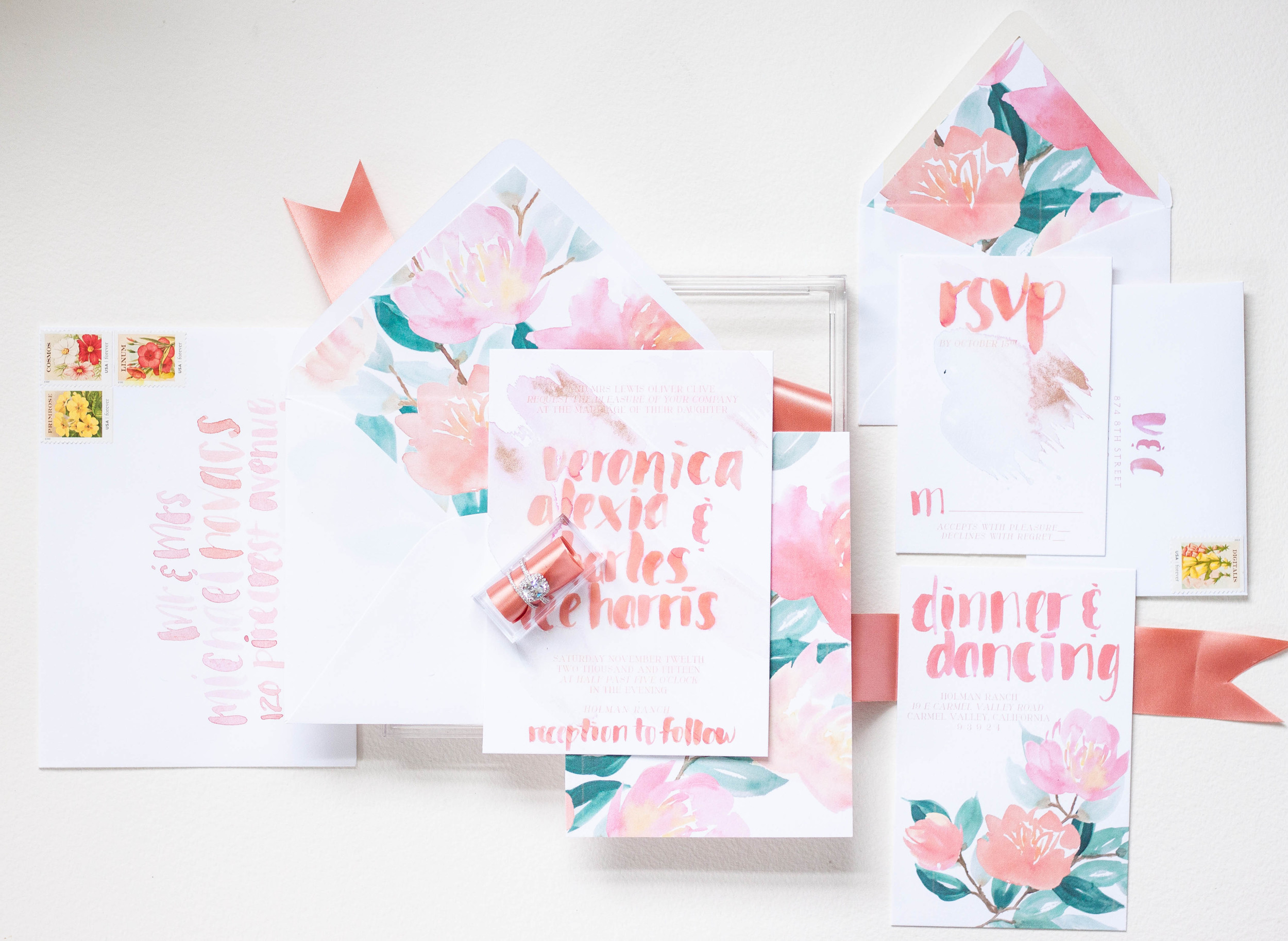 Design House of Moira | Custom Artwork Floral Wedding Invitation