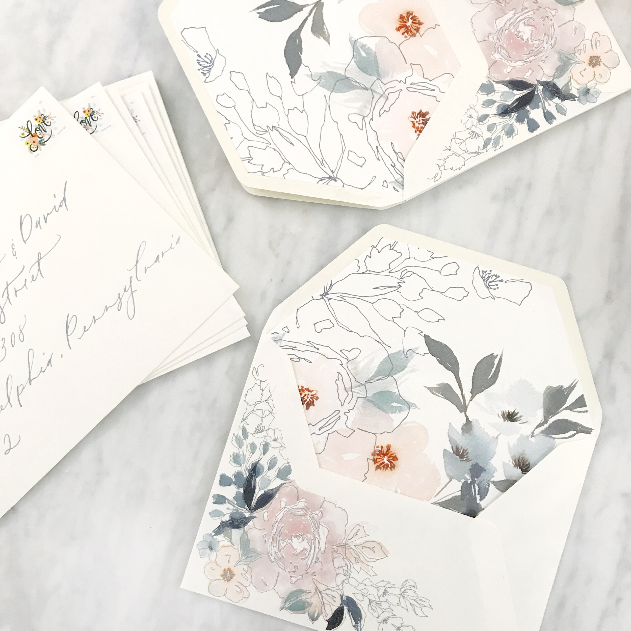 Spring Wedding Invitations | Envelope liners