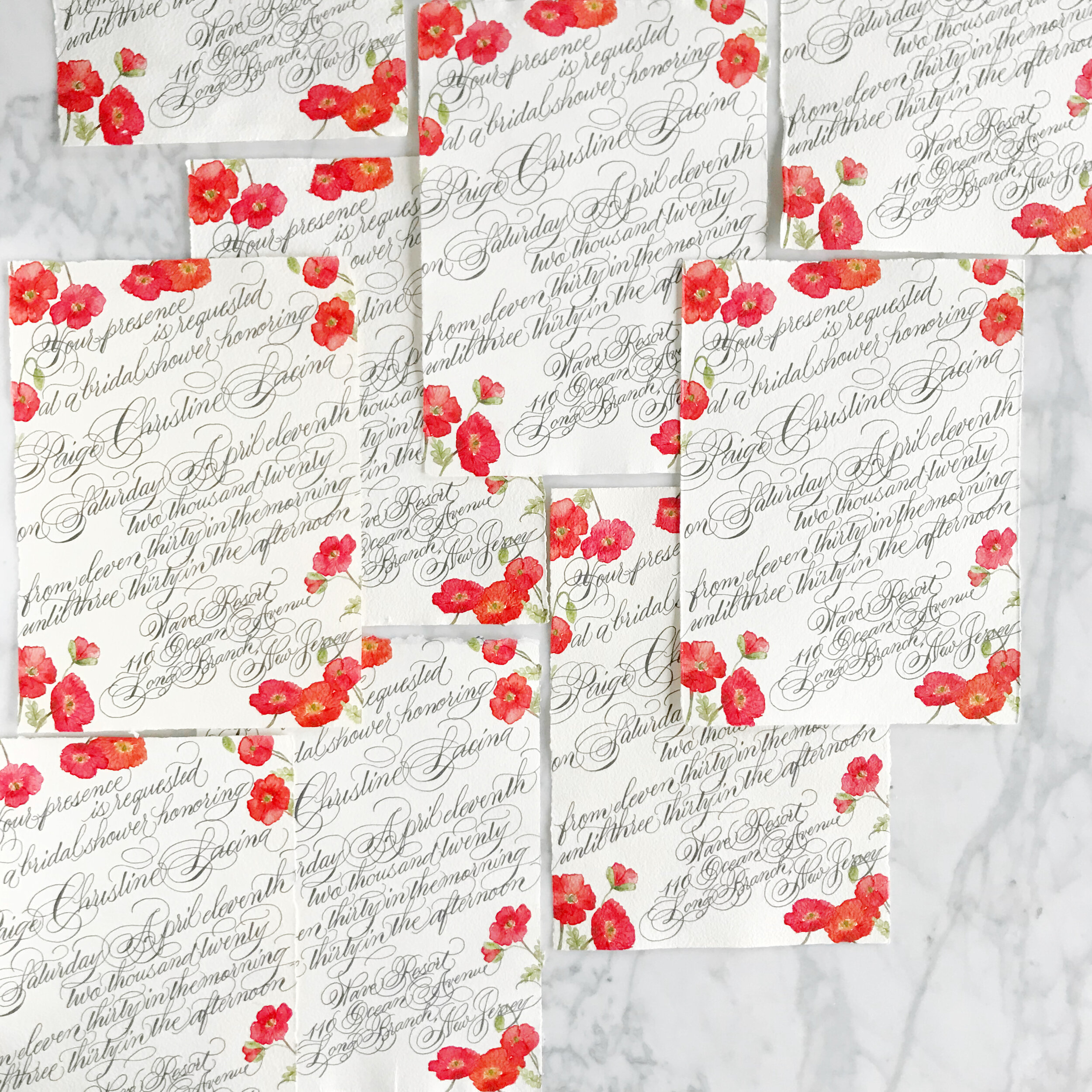 Summer Bridal Shower Invitations | Handmade Paper | Icelandic Poppies