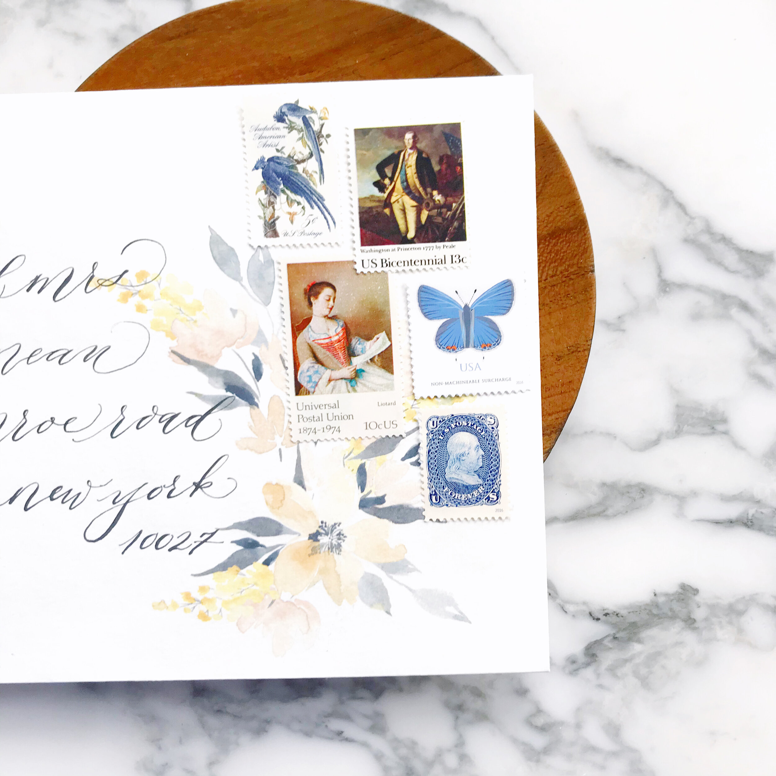 Vintage Postage Wedding Invitations  | Custom Printed Envelope