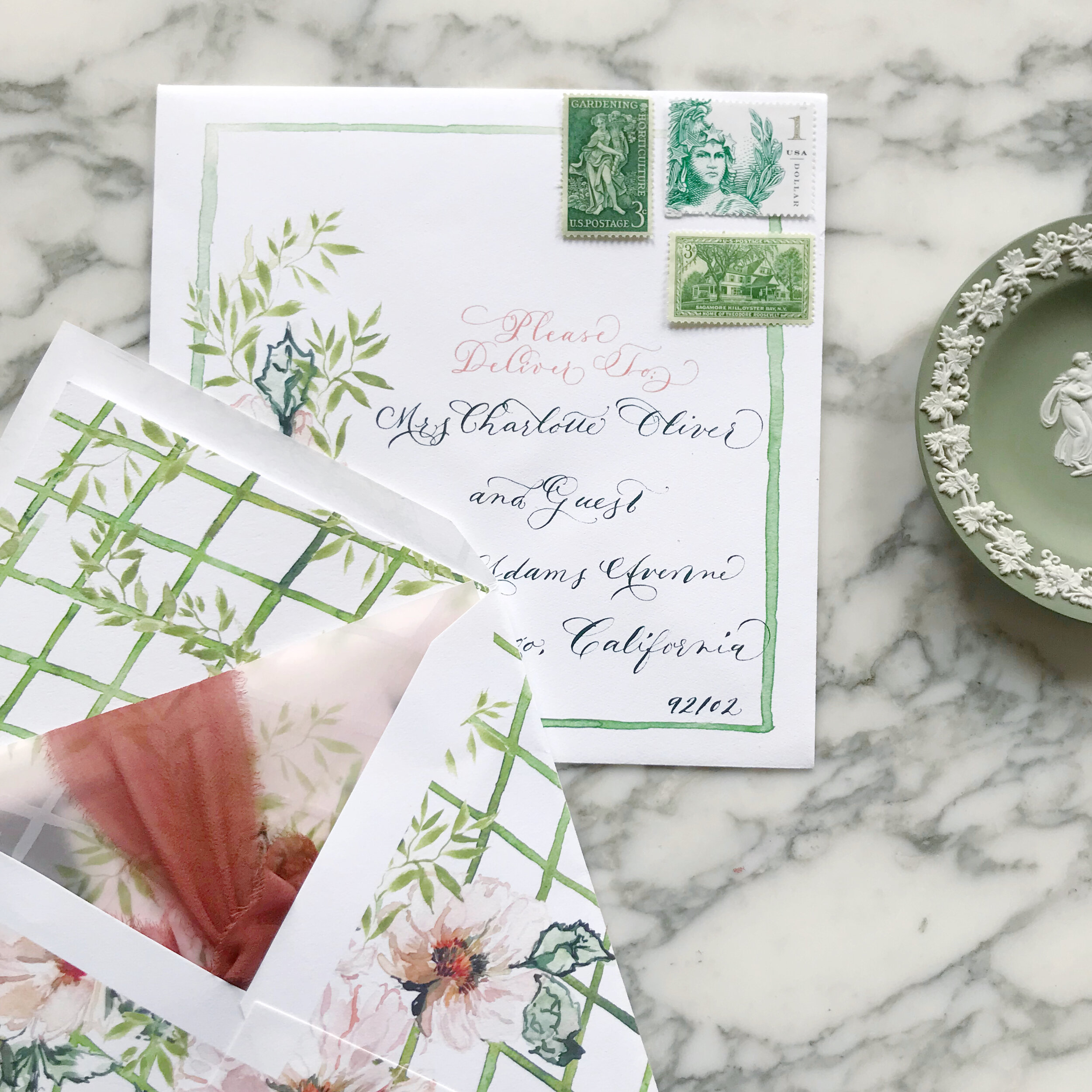 Vintage Postage Wedding Invitations  | Spring Wedding Invitations 