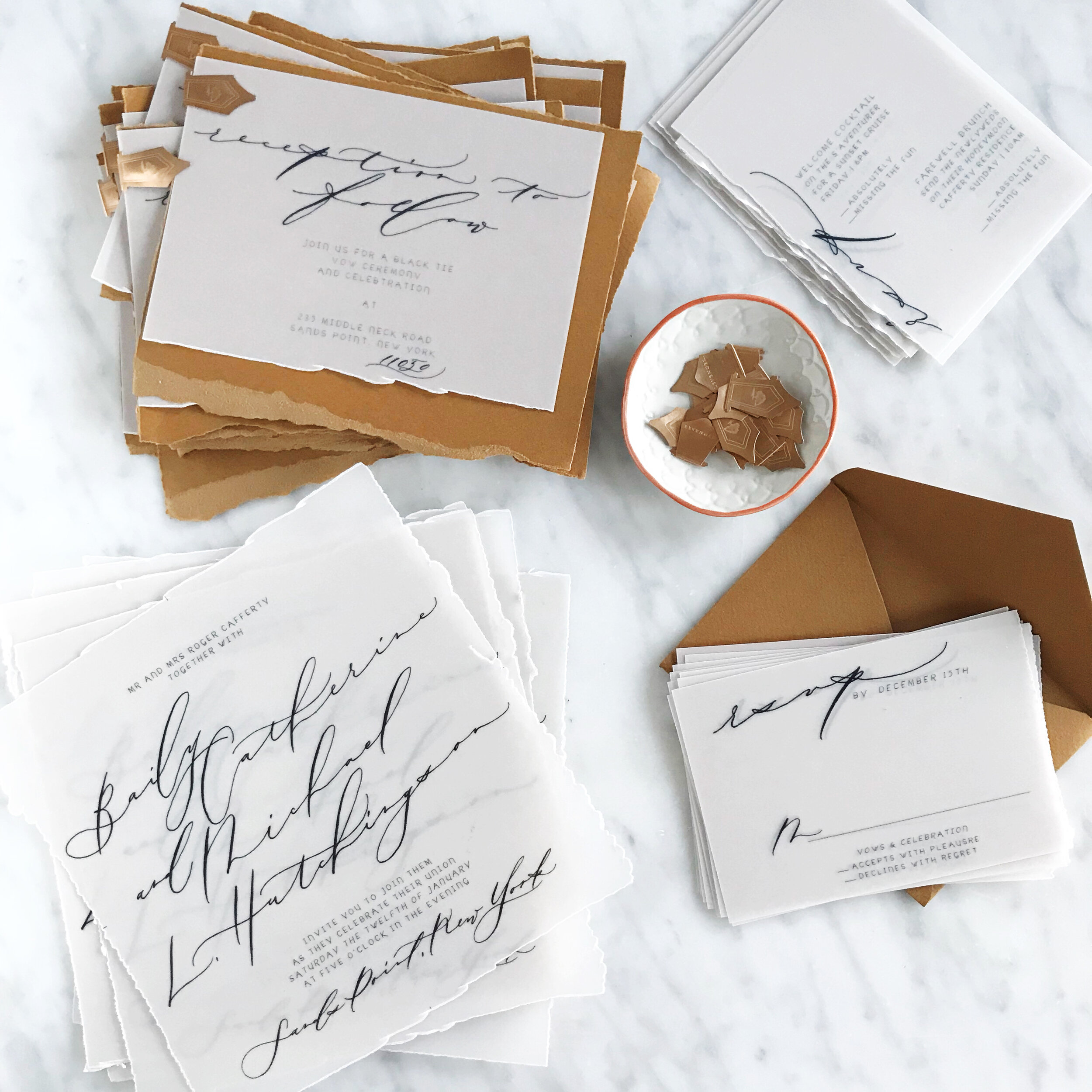 Modern Calligraphy Wedding Invitations | Rust orange wedding invitations 