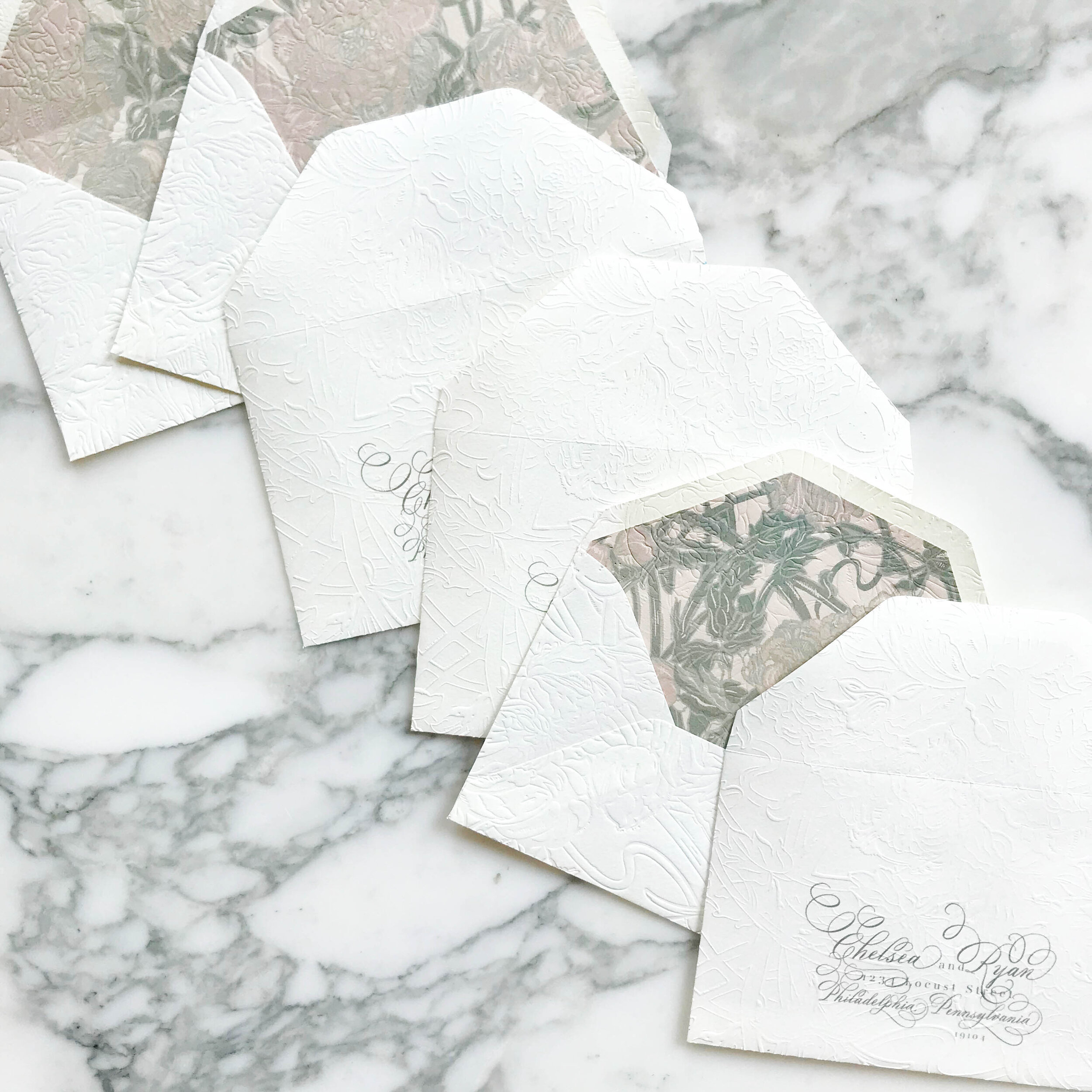 Green and Nude Neutrals Art Nouveau Wedding Invitations | Design House of Moira 