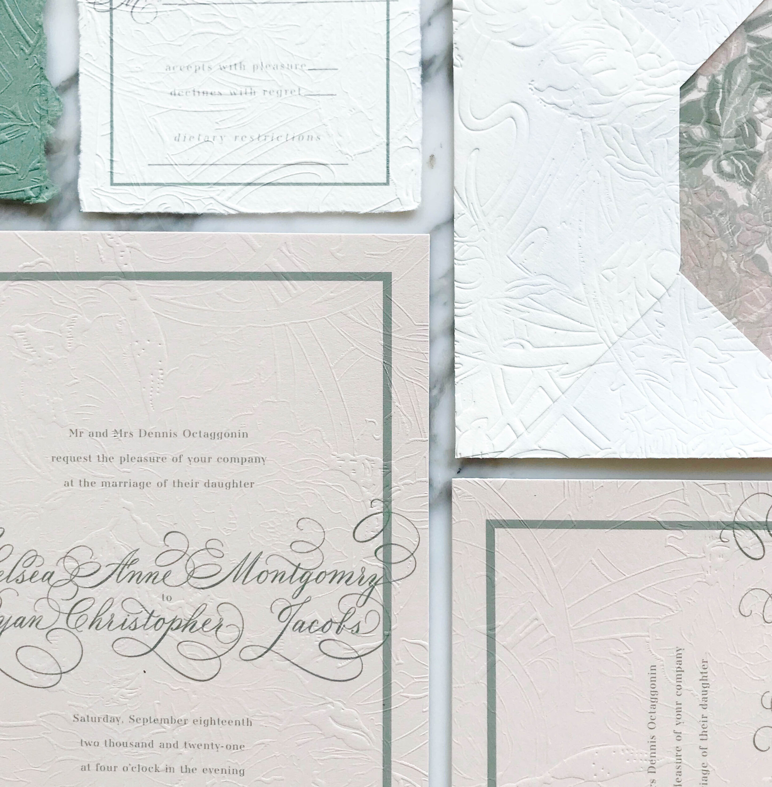 Art Nouveau Wedding Invitations | Embossed Wedding Invitations | Deign House of Moira 