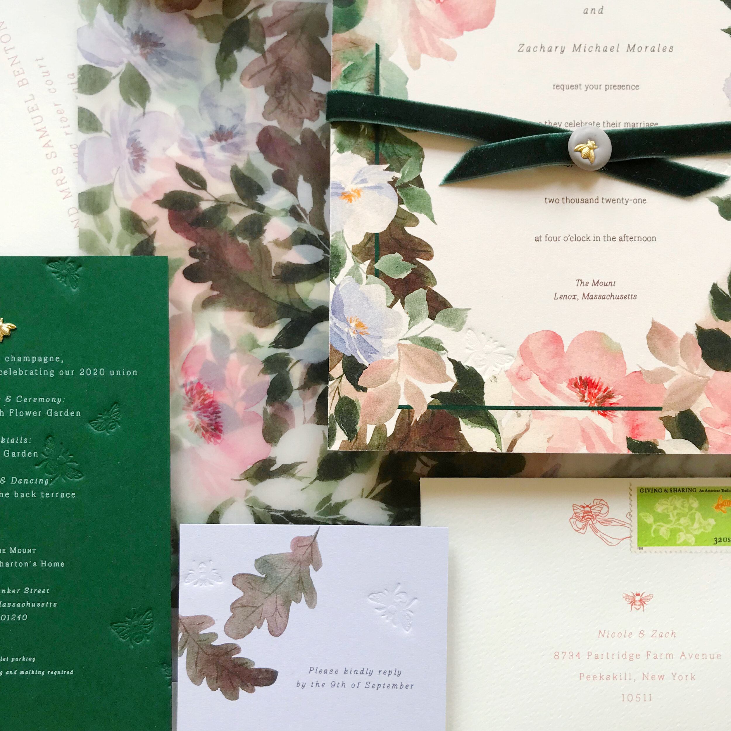 Fall English Garden Rose Wedding Invitations | Design House of Moira 