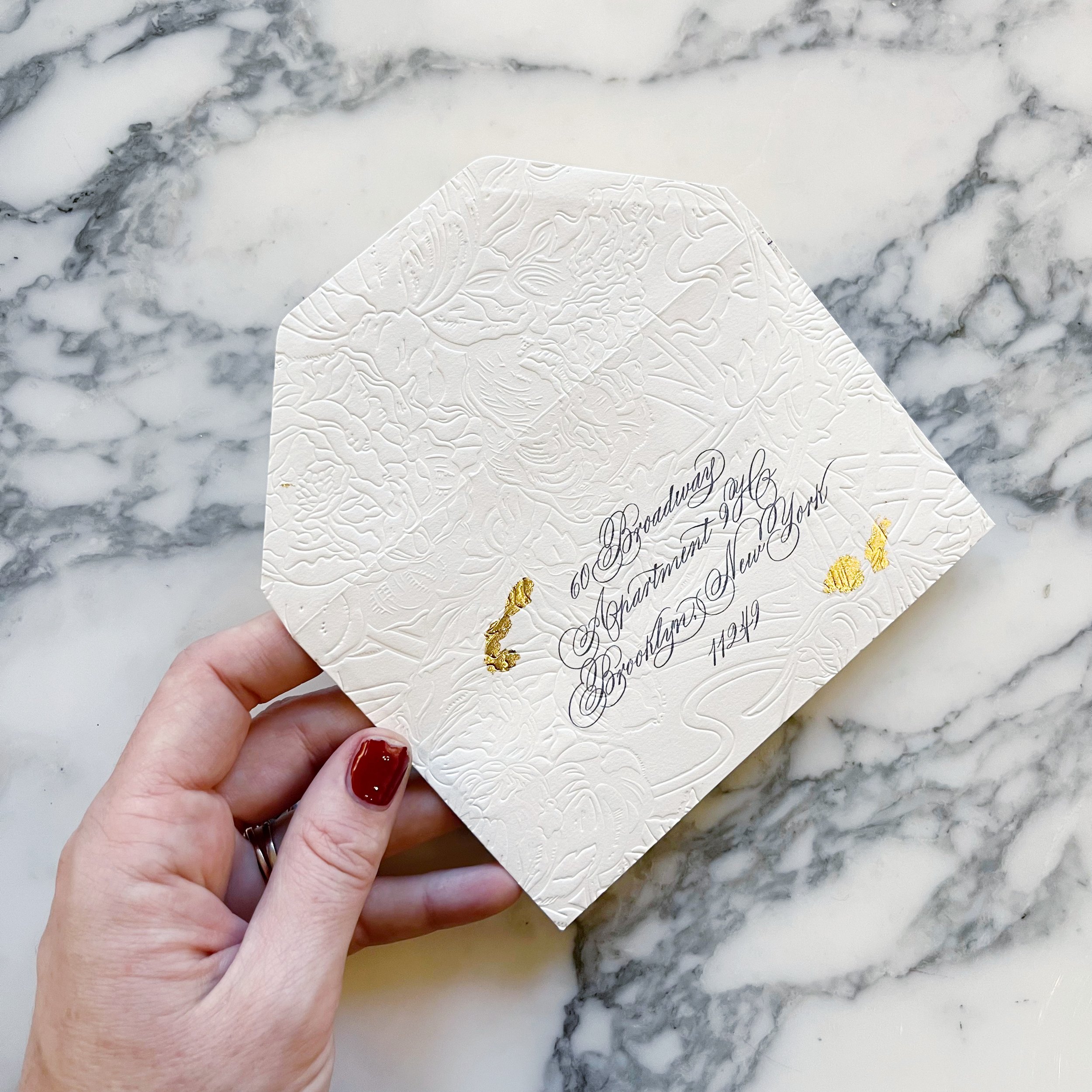 Gold foil embossed old world wedding invitation | Design House of Moira 