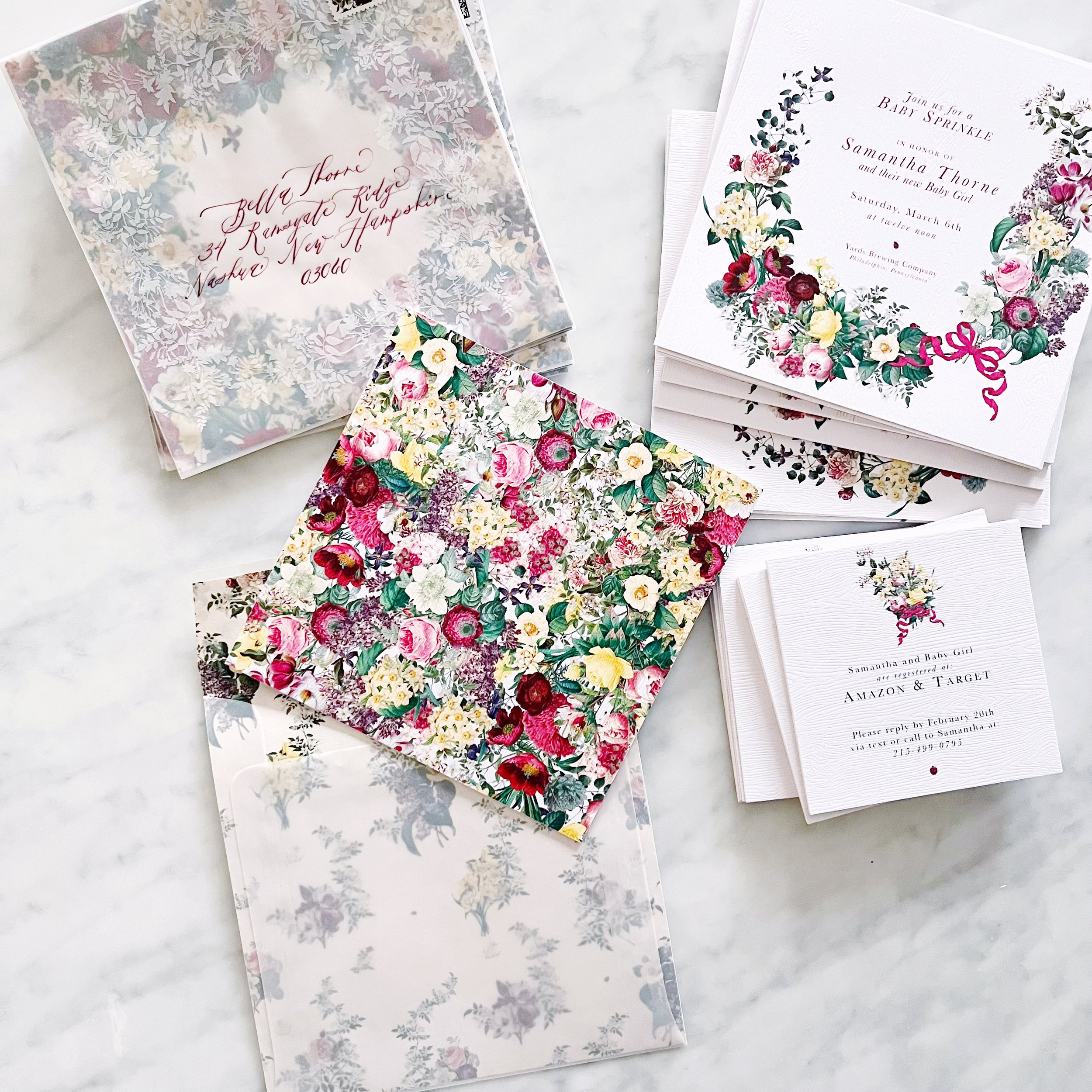Custom Botanical Watercolor Bridal Shower Invitations 