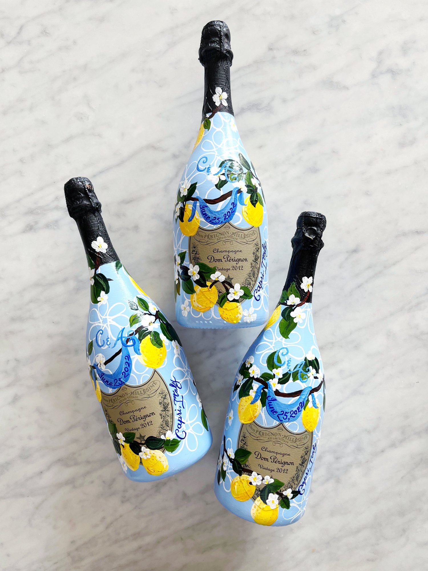 Handpainted Champagne Bottles — Design House of Moira