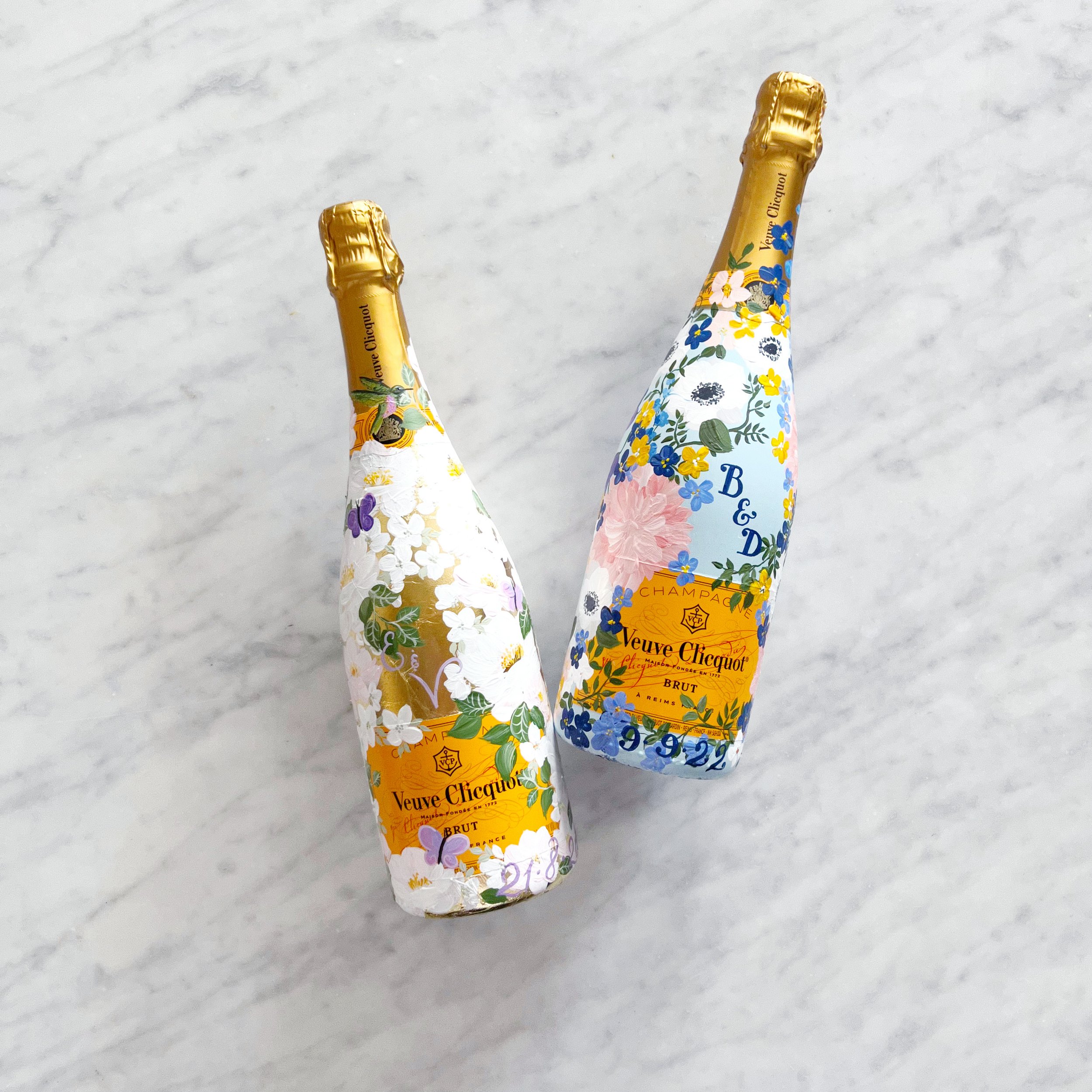 Handpainted Veuve Clicquot Wedding Champagne