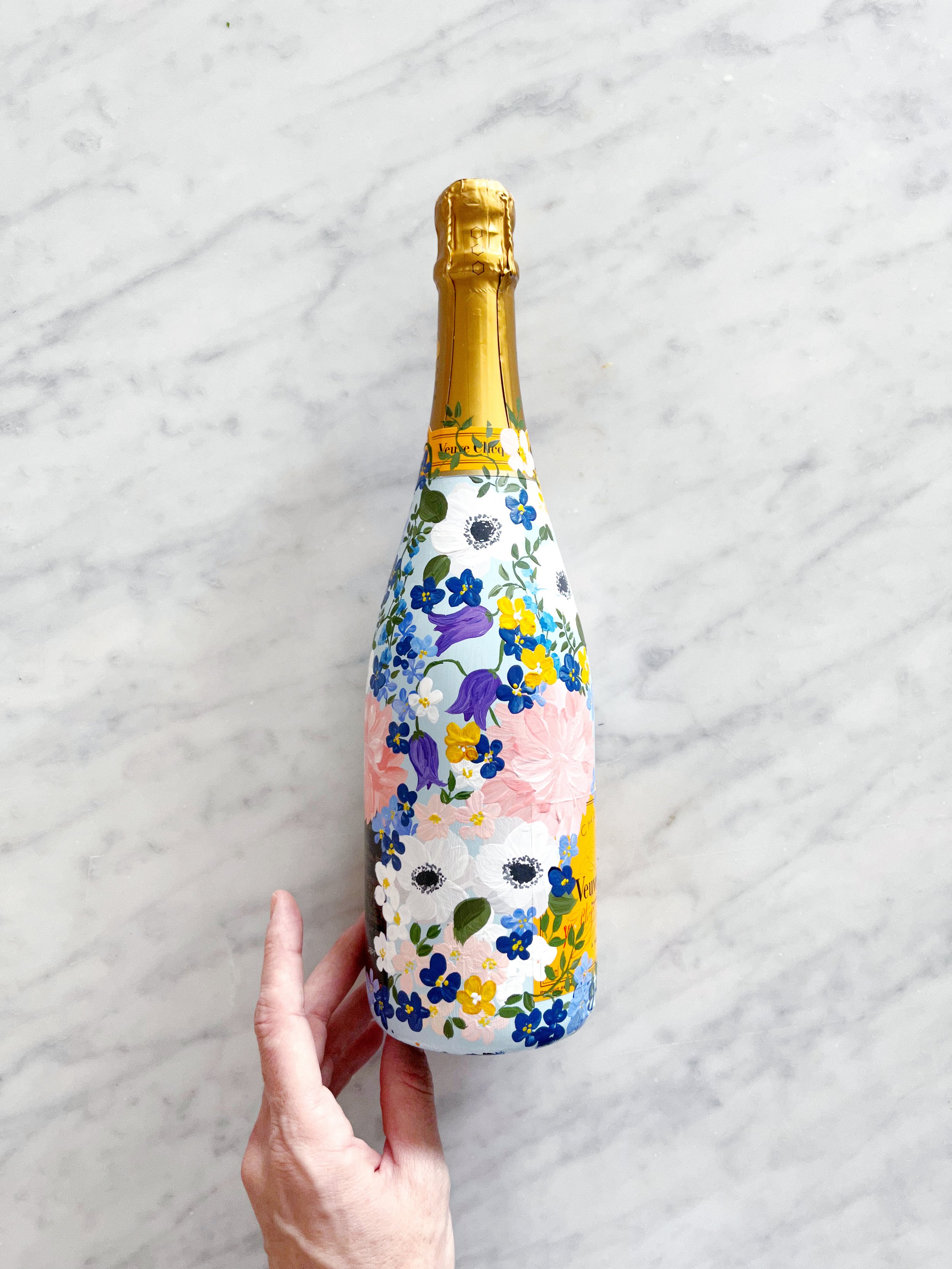 Handpainted Veuve Clicquot Wedding Champagne