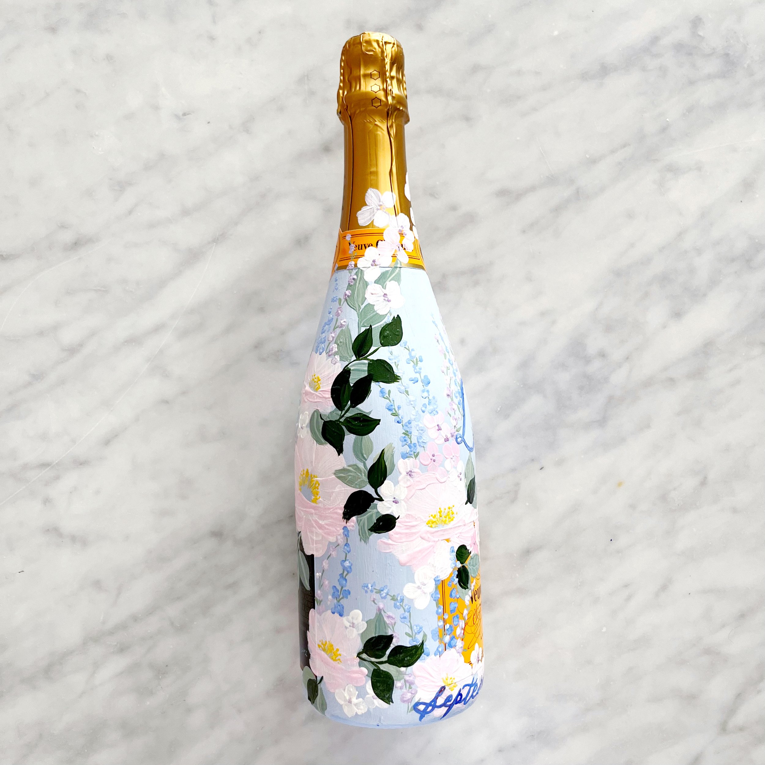 Handpainted Veuve Clicquot Wedding Champagne