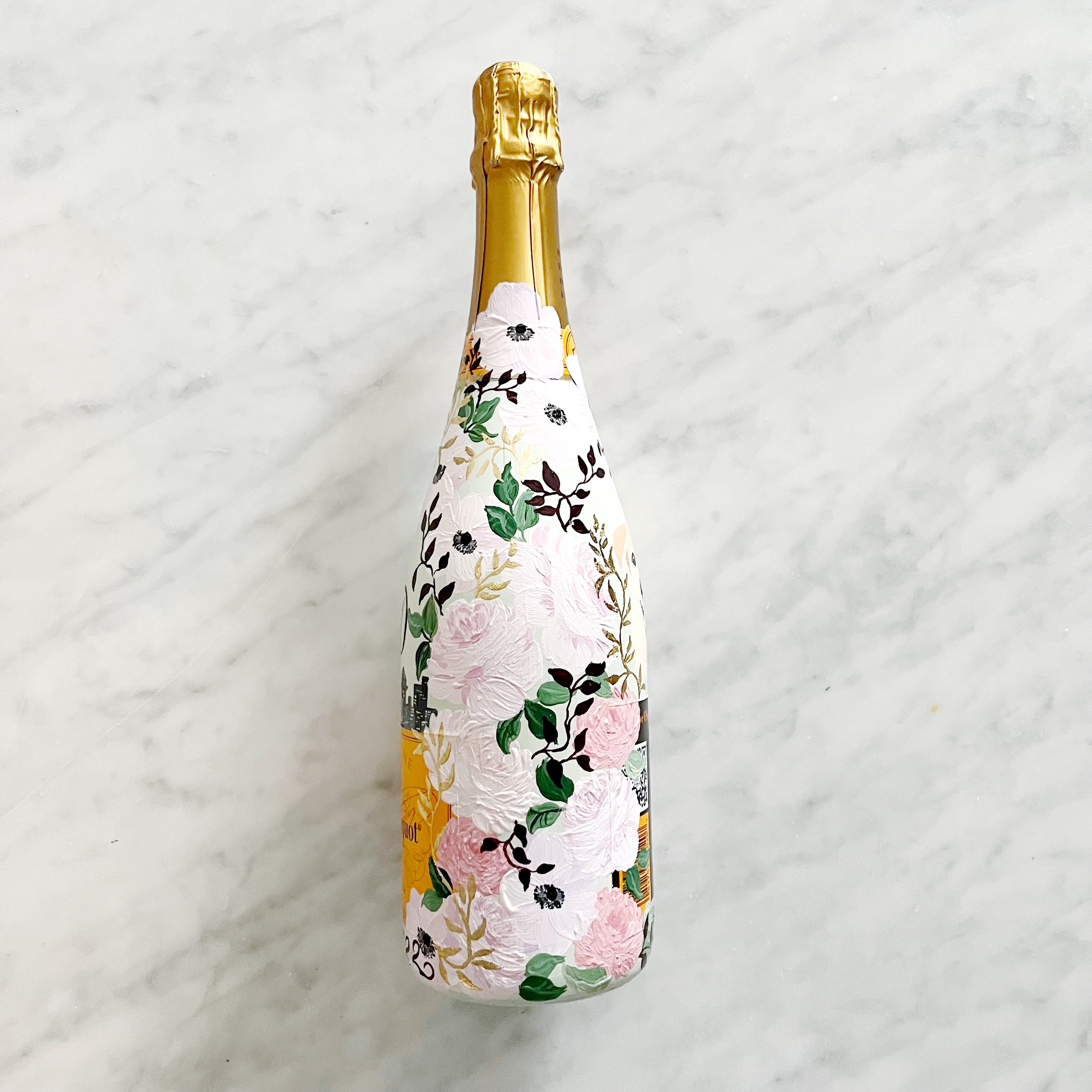 Handpainted Veuve Clicquot Wedding Champagne