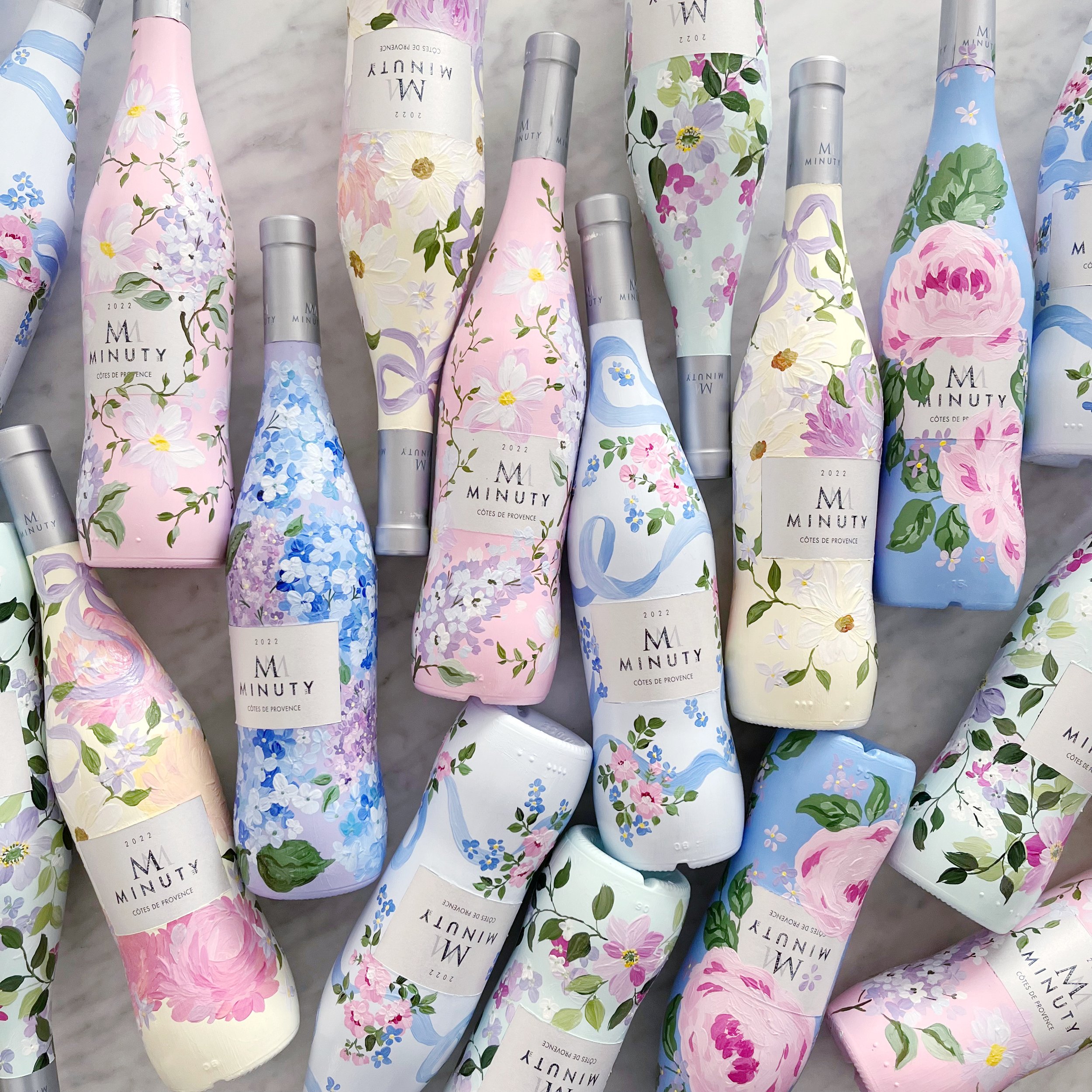 Handpainted Champagne Bottles | Bridal Shower Champagne | Victoria Rothwell