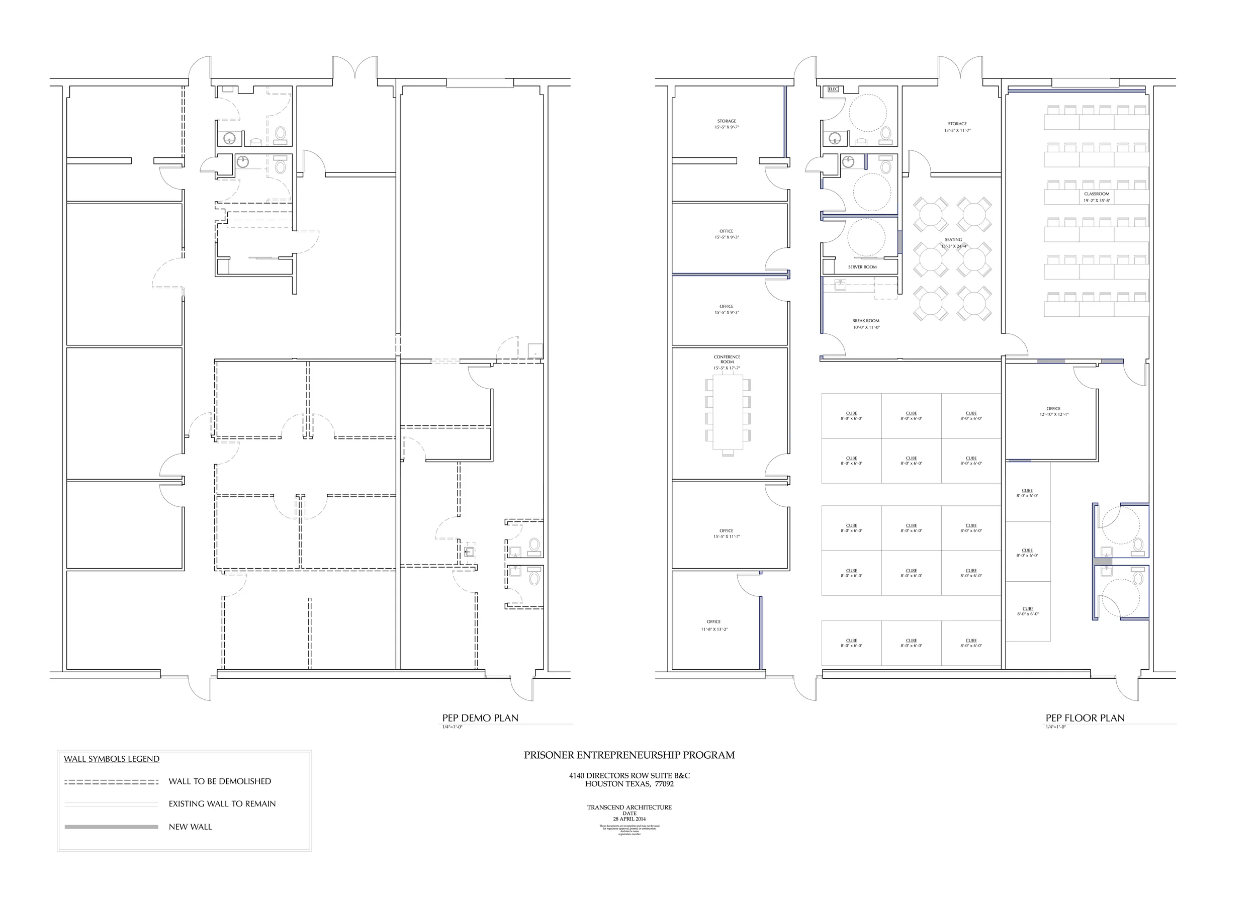  Demolition Plan and New Floor Plan for the PEP Program 