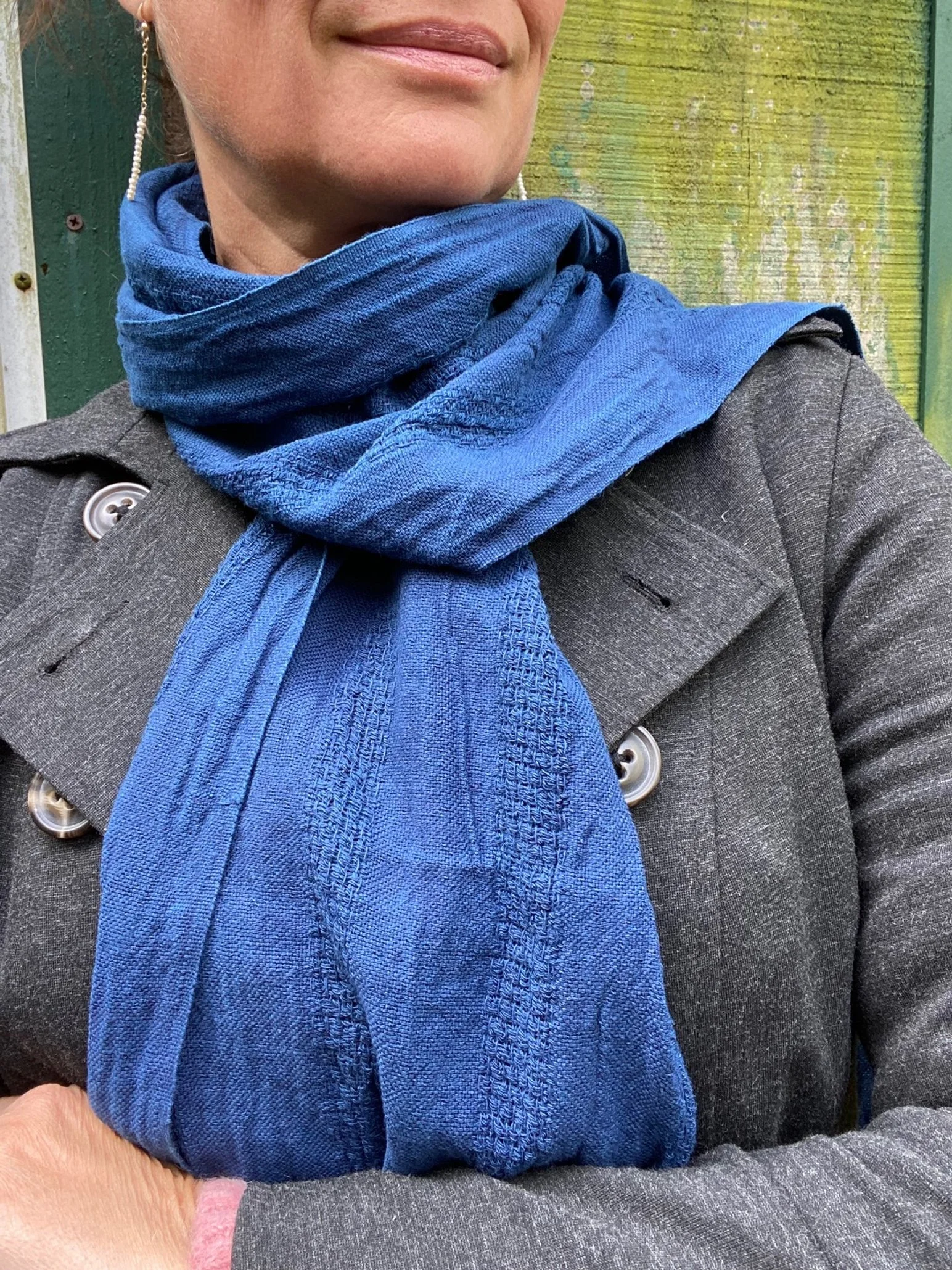 Woven Cotton Indigo Scarf