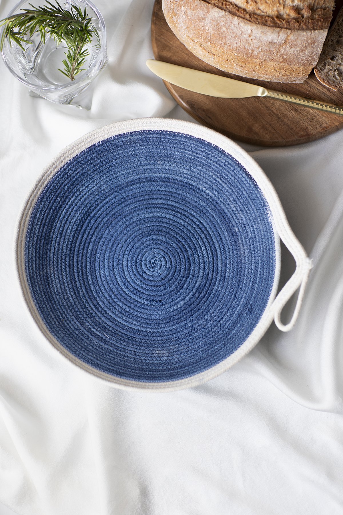 Woven in Blue Cotton Rope Basket