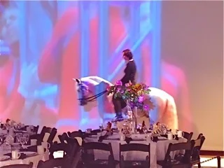 Bettina riding Que Macho after receiving the STREB Action Maverick Award