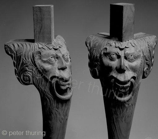  Replacement legs for Irish games table carved in English walnut
