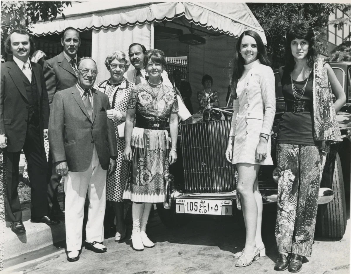 Contos family in front of Chez Paul Restaurant