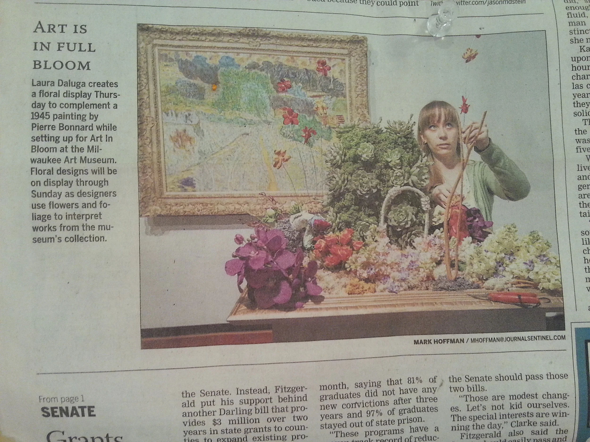 Milwaukee Journal-Sentinel Coverage of Art In Bloom 2014