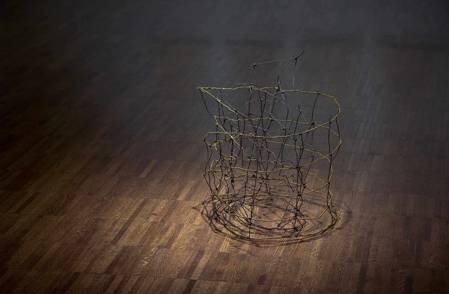 Untitled - found object (fencing wire), gold wire, 23 x 20 x 20 - 2009