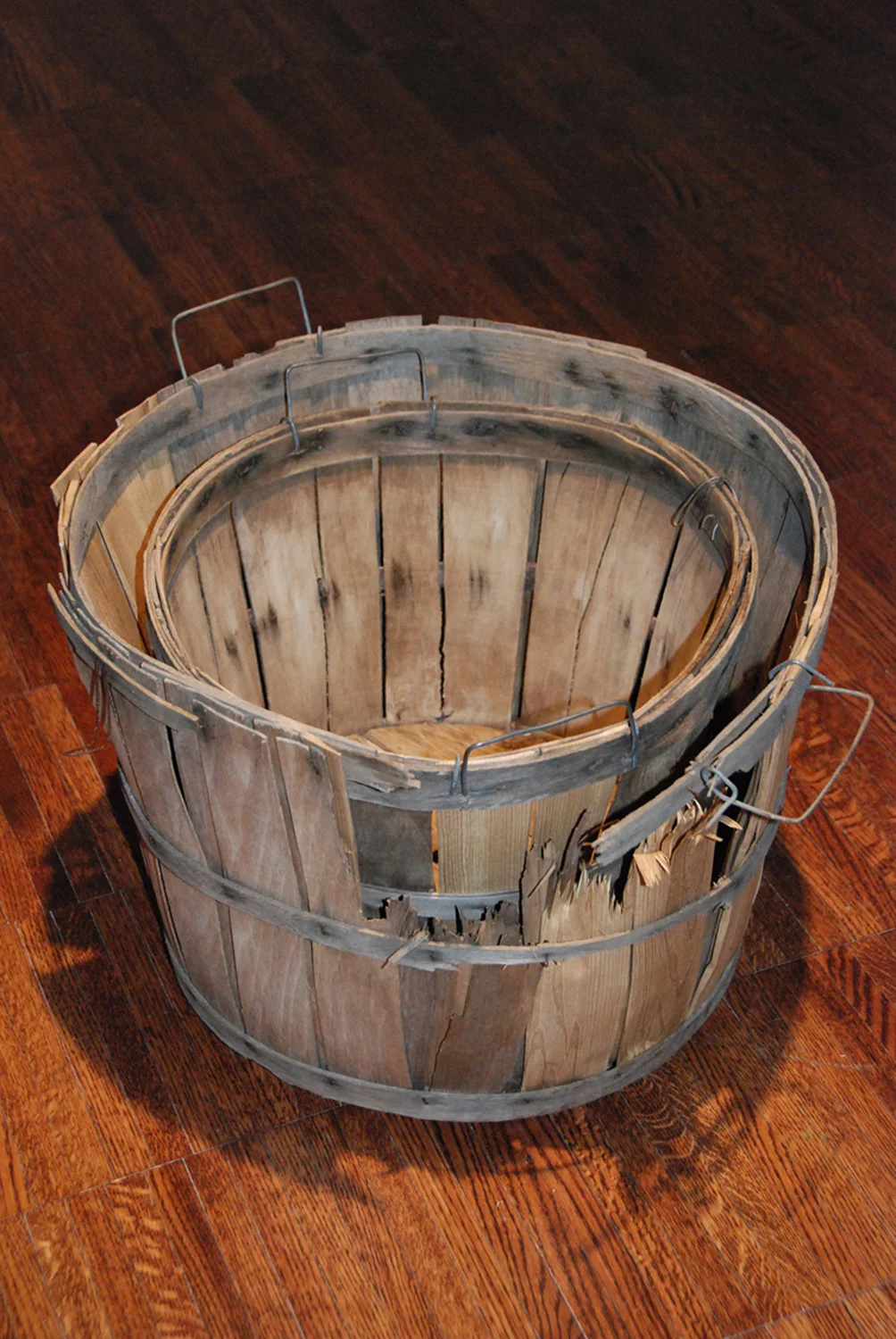 Untitled - found objects (wooden baskets), paper, 14 x 19 x 19 - 2009