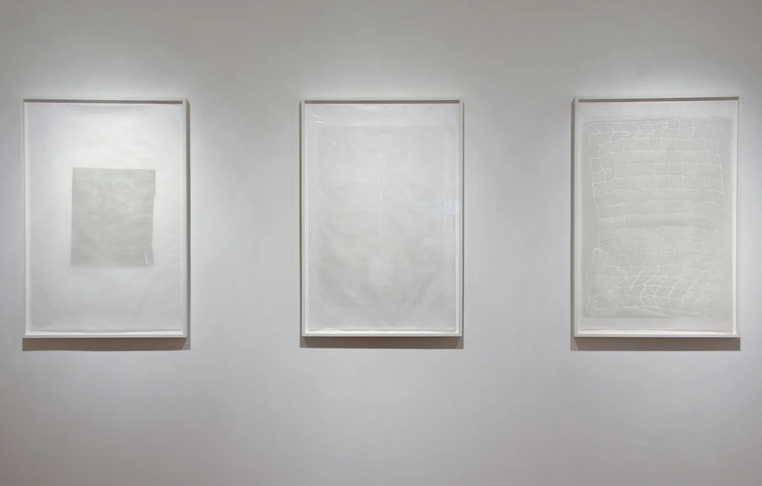 Weston Gallery View - monoprint series, Japanese paper, ink, 27 x 41 inches in frame, 2009