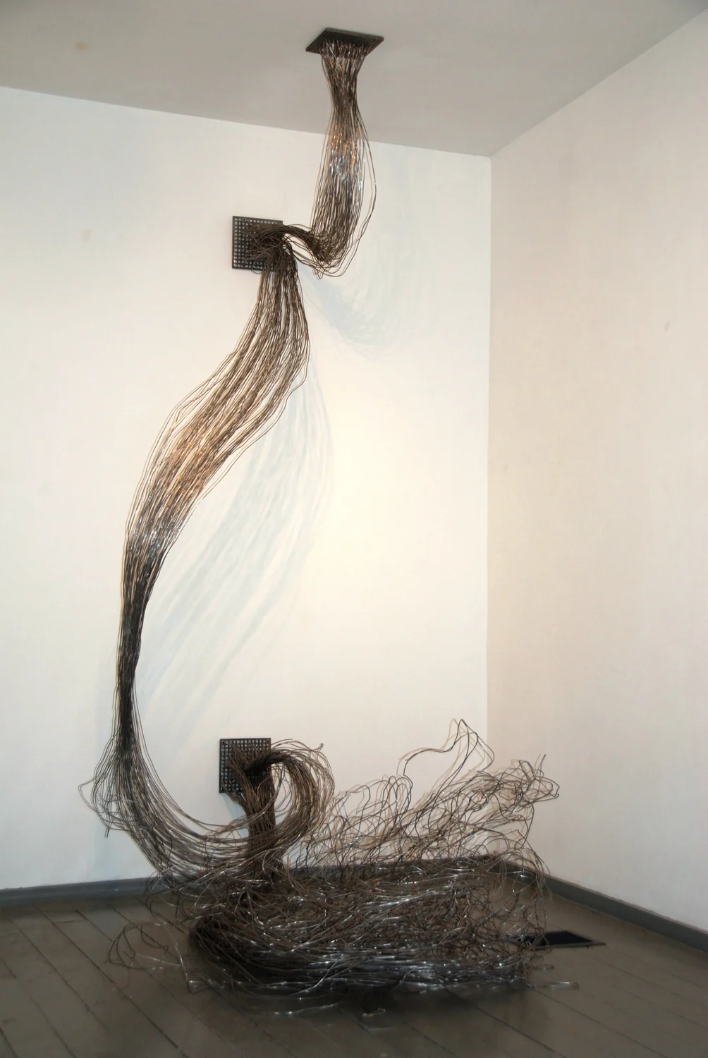 Unititled sculpture, cast aluminum, recycled aluminum wire, dimensions variable