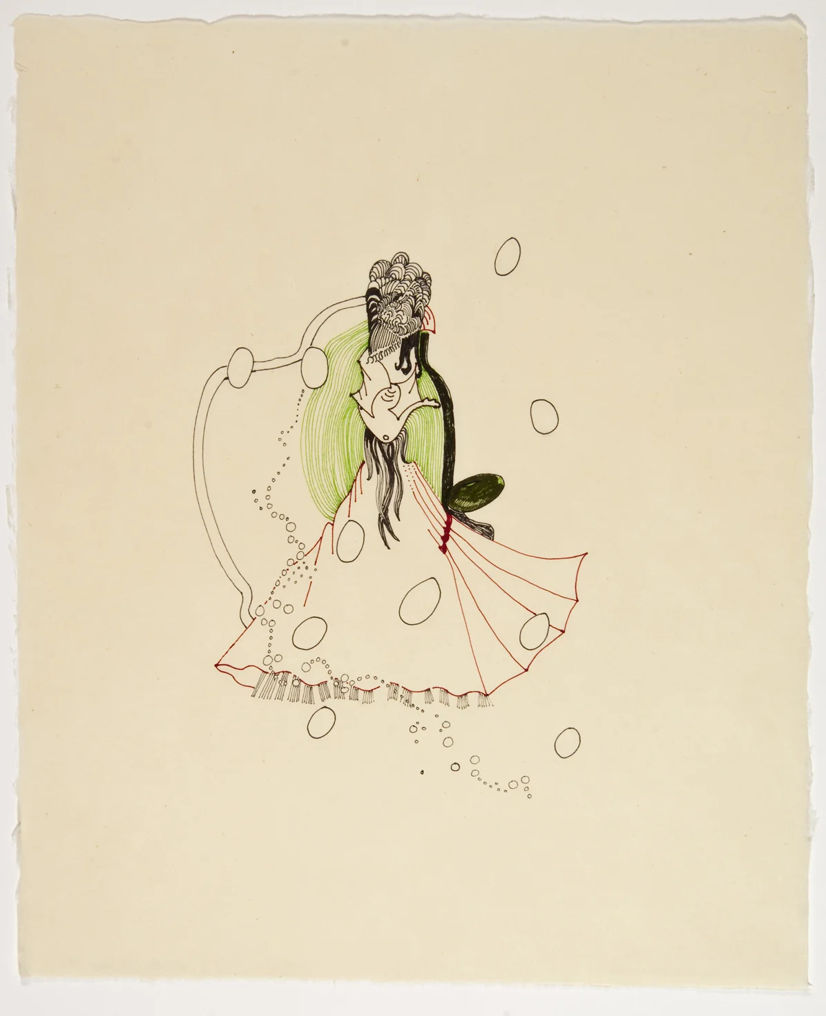 Untitled #17, Japanese paper, watercolor pens, 17 x 20.5 inches, 2010