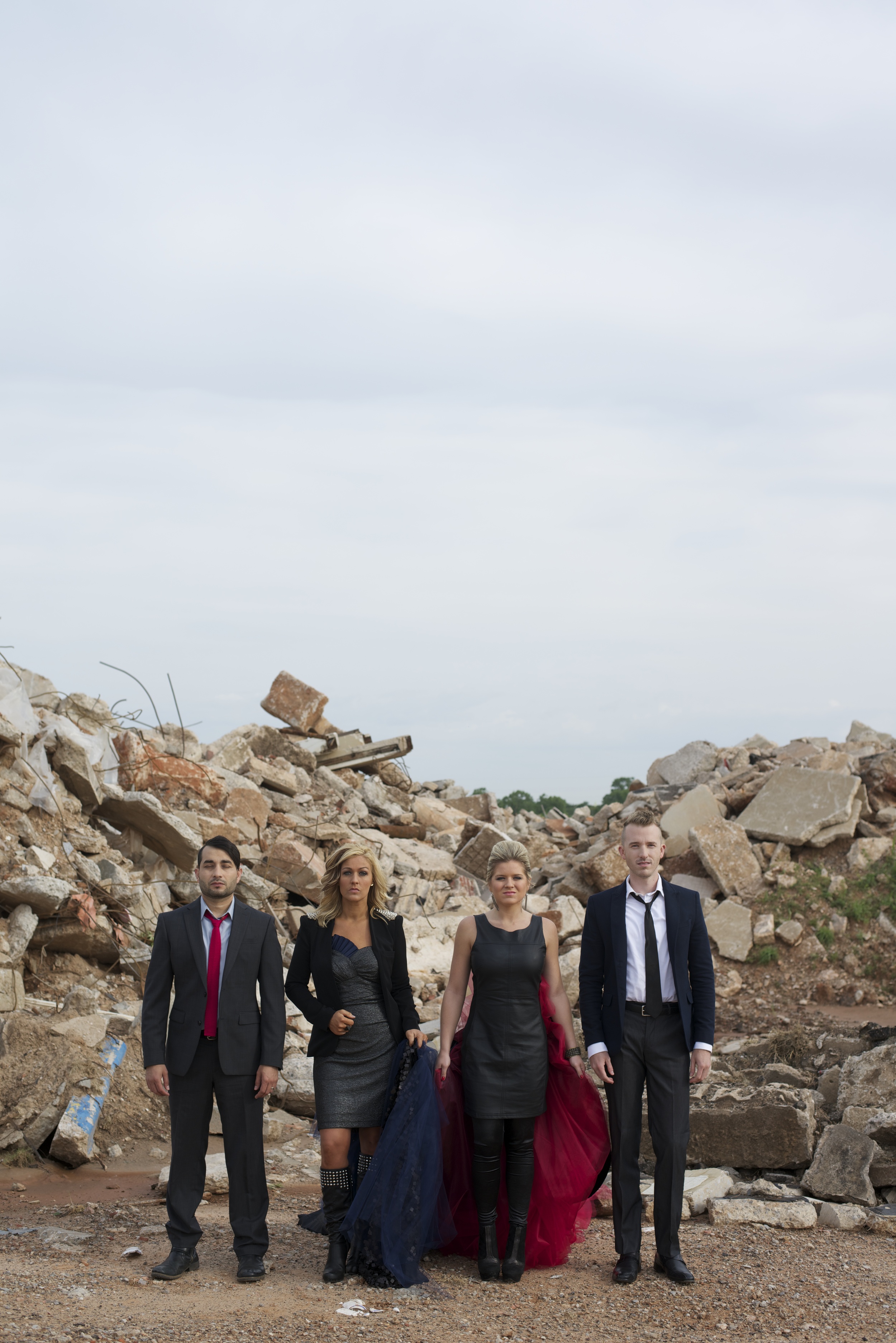 Black leather and suits with pink and navy blue fashion album shoot