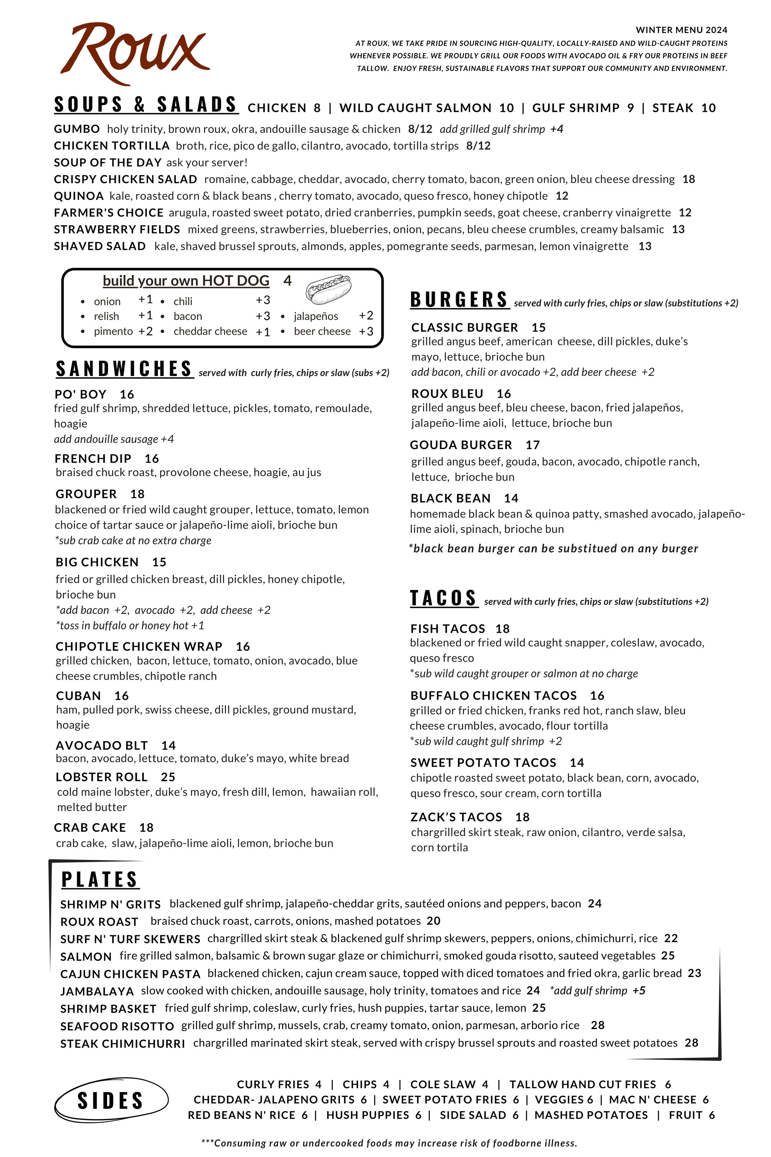 Chez Roux Menu Eat Well. — ROUX ON CANTON