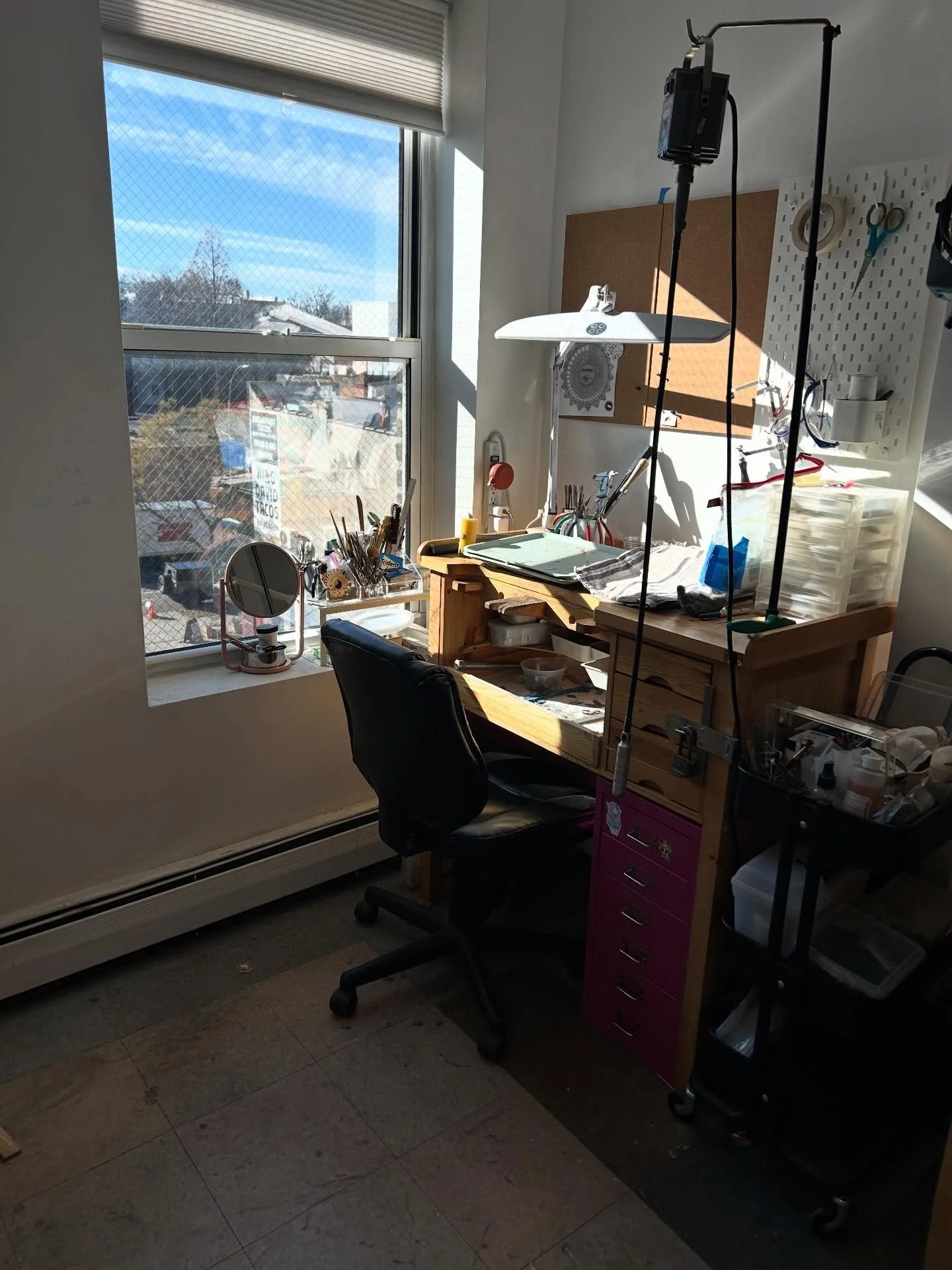 A fairly clean studio corner to start off 2026. Thank you for being here &amp; following me &amp; my work. I finally had a chance to flip through my journal and reflect on 2025. A terrible year for our country, an ultimately hopeful year for our city