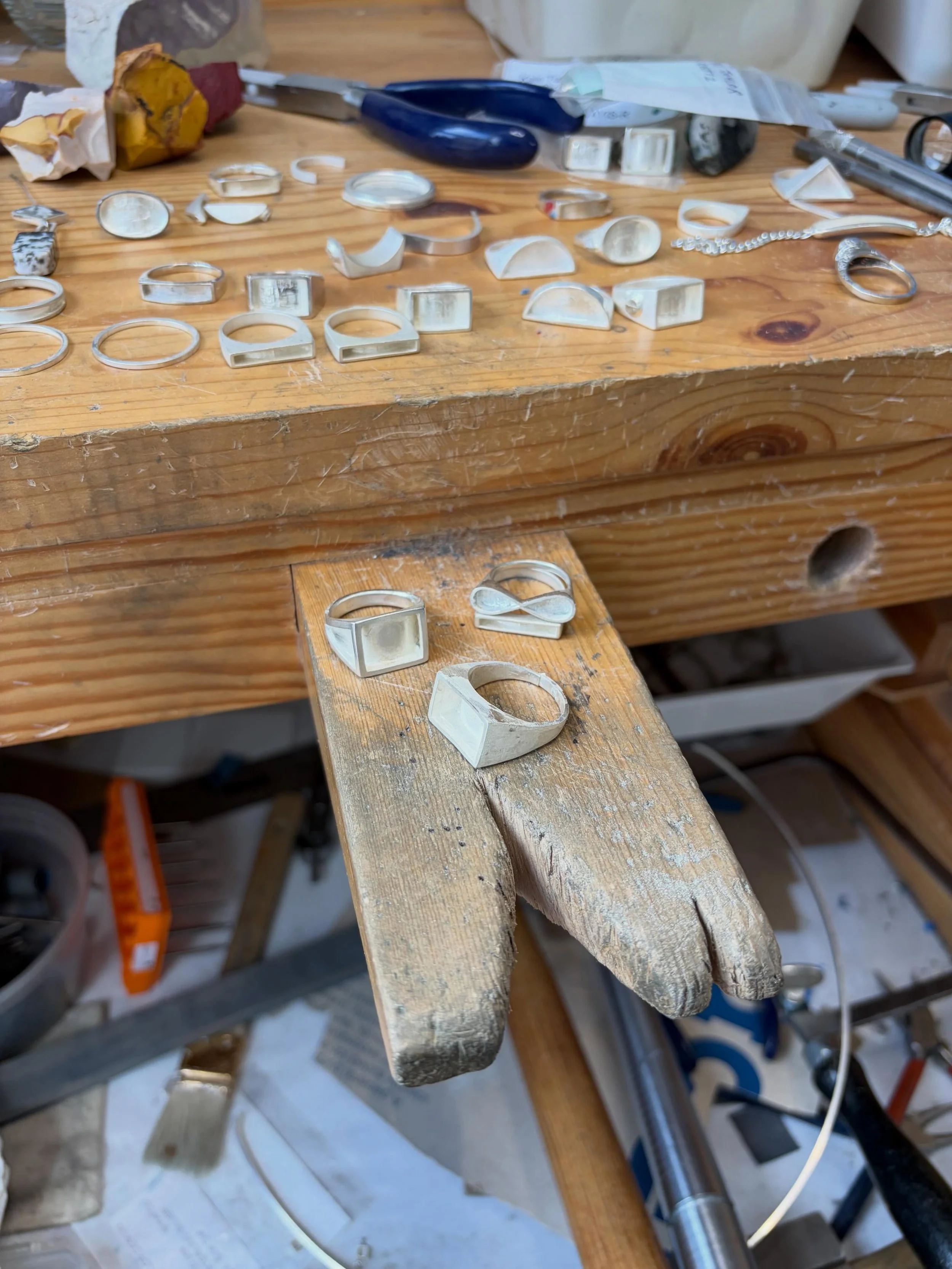 It&rsquo;s all metal work on the bench today. The stone work is flashy and colorful and fun to show but this is the foundation- the metal base is what holds it all together. If I&rsquo;m not 100% satisfied with the feel or look of the piece, then I w