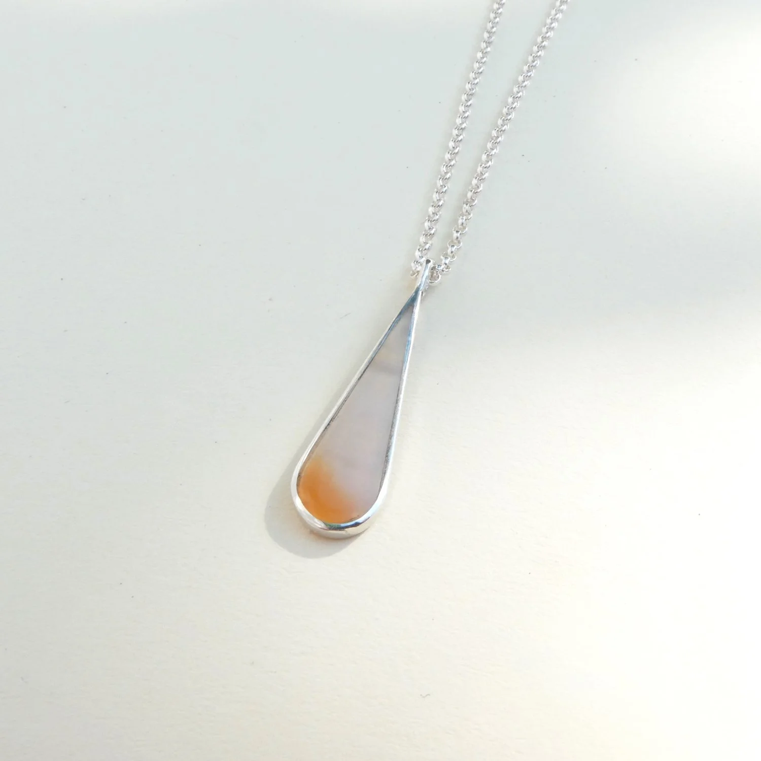 long drop pendant carnelian white and orange.JPG