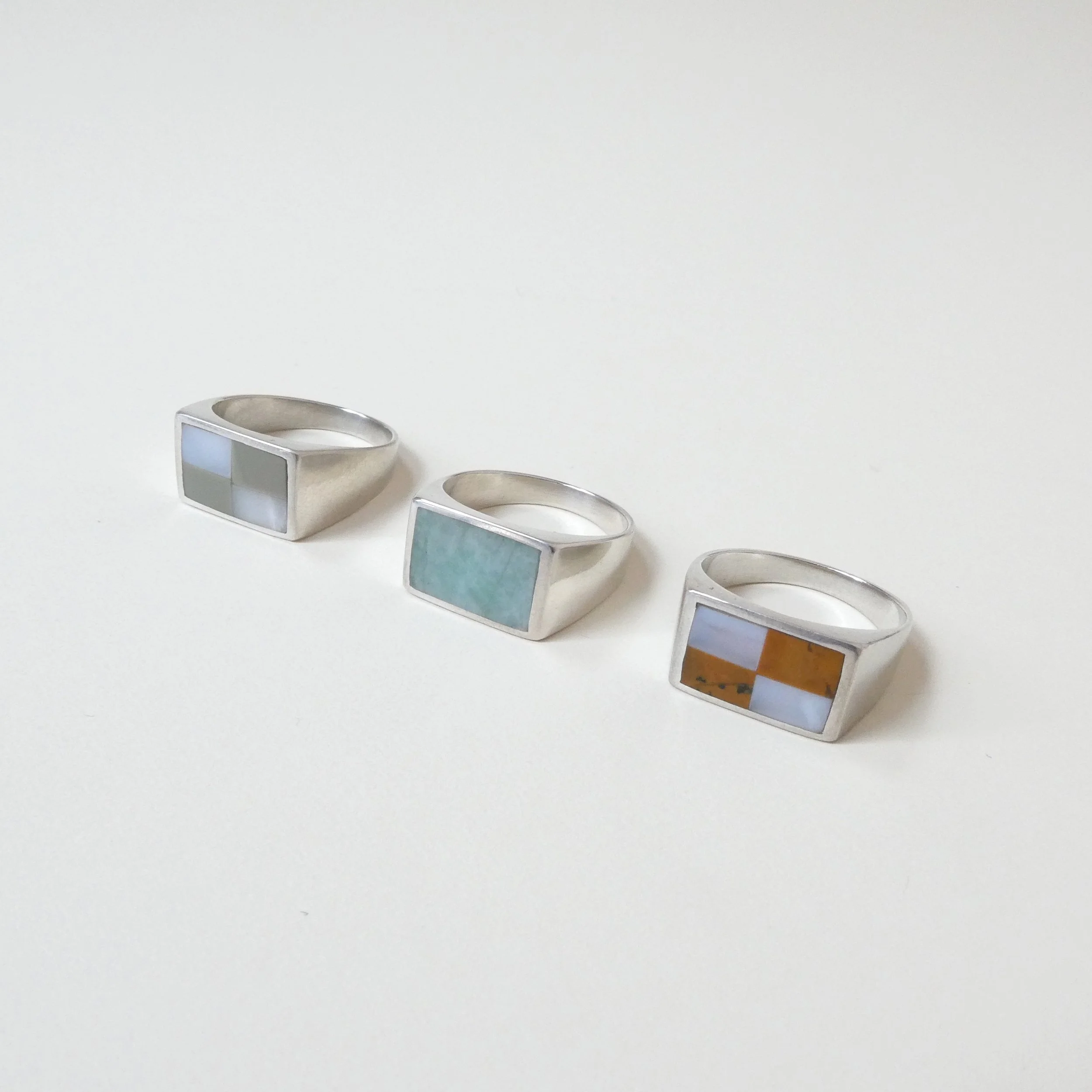 3 slimmer rectangle stone signet rings.JPG (Copy) (Copy)