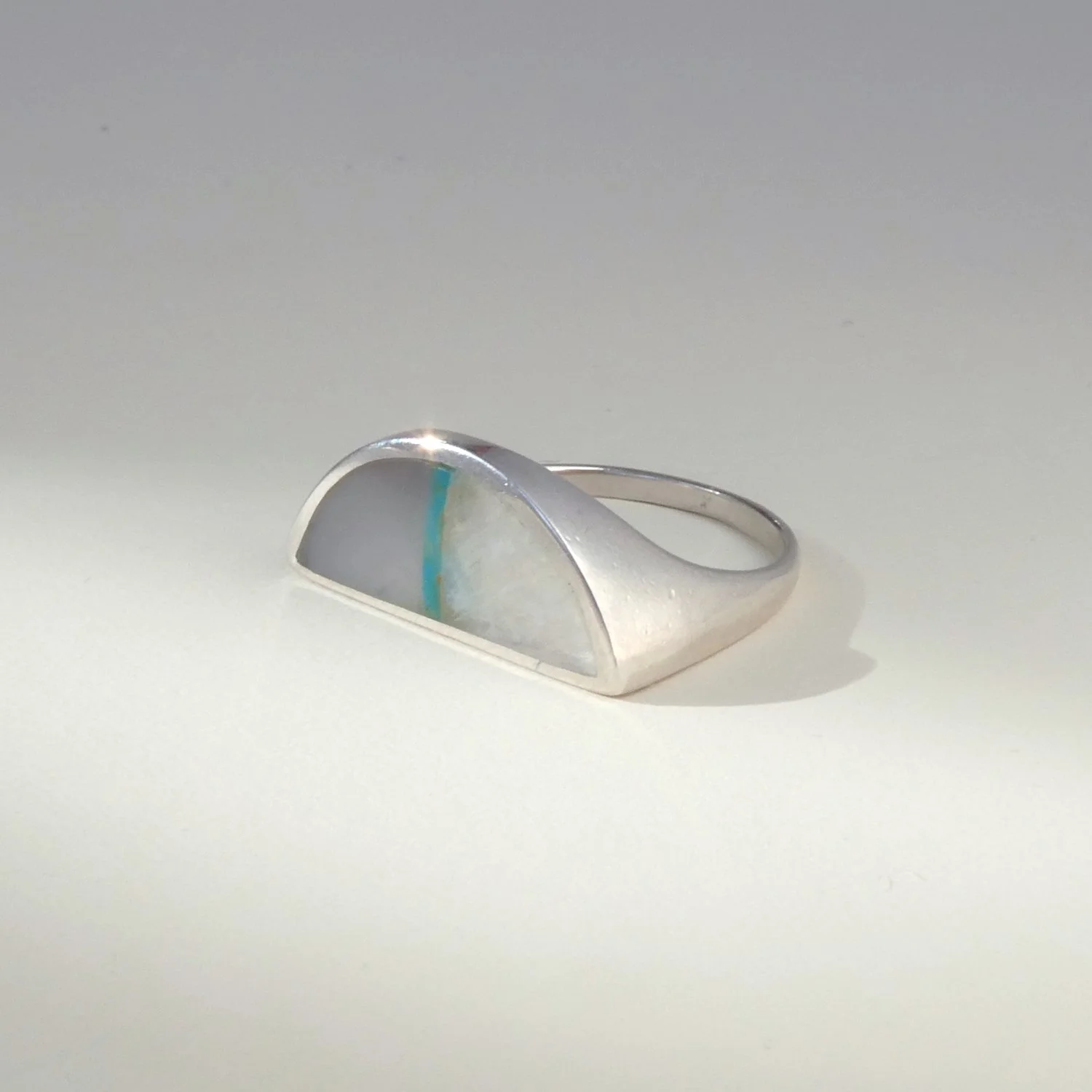 low curve 3 stone agate, turq, white lab moonstone.JPG