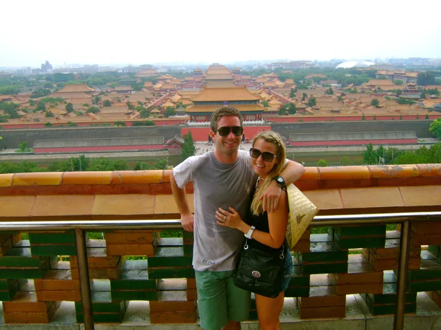Checking out the Forbidden City from a temple in a near by park