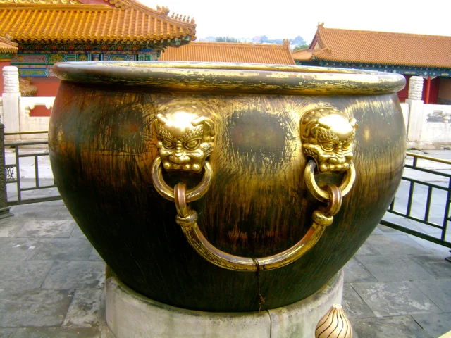 The quote next to this big gold bowl said that they filled this up with water during the hot months to prevent fires in the Forbidden City!