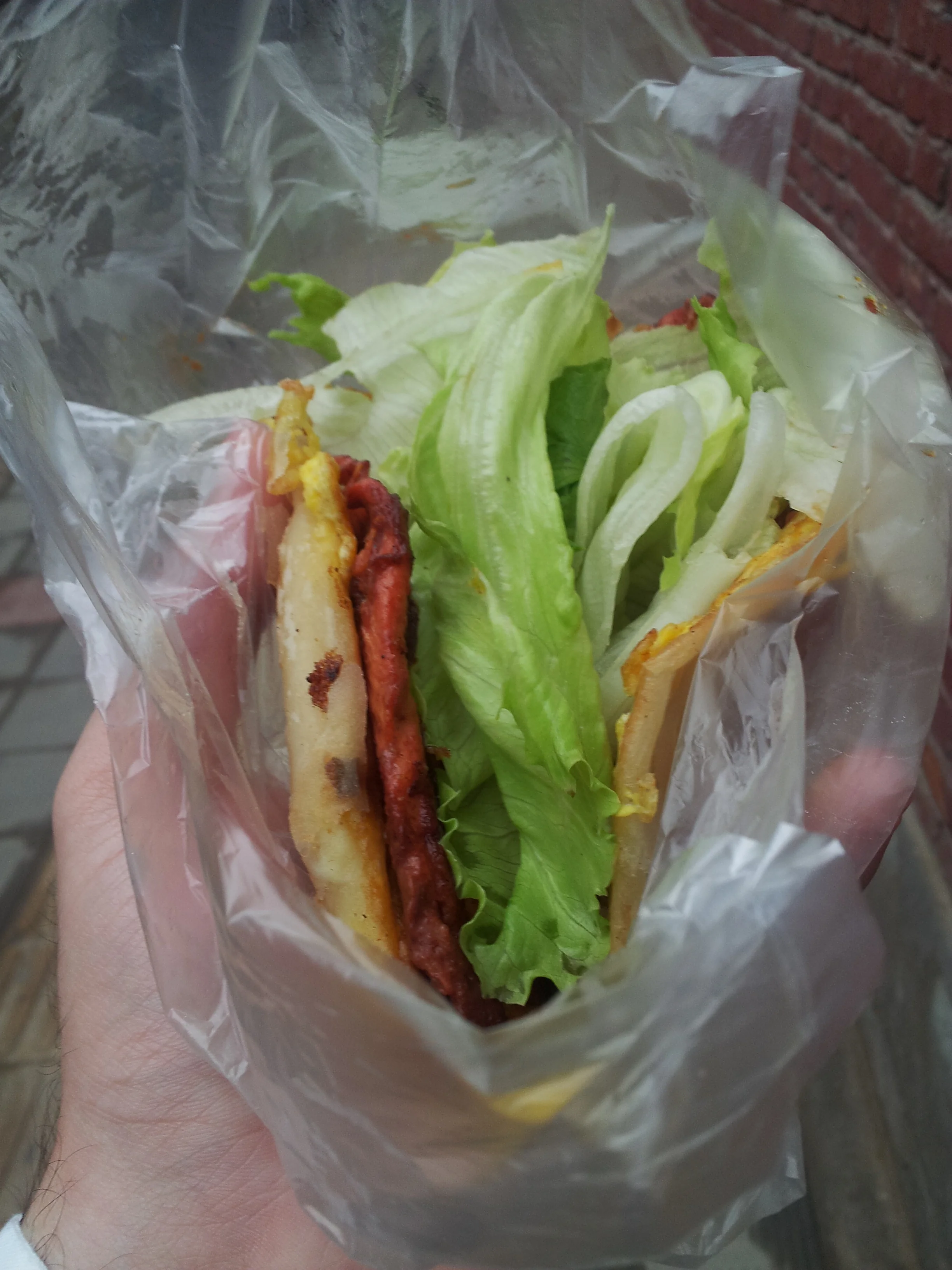 This is what I had for breakfast for a long time, until I got really tired of all the oil on it =p