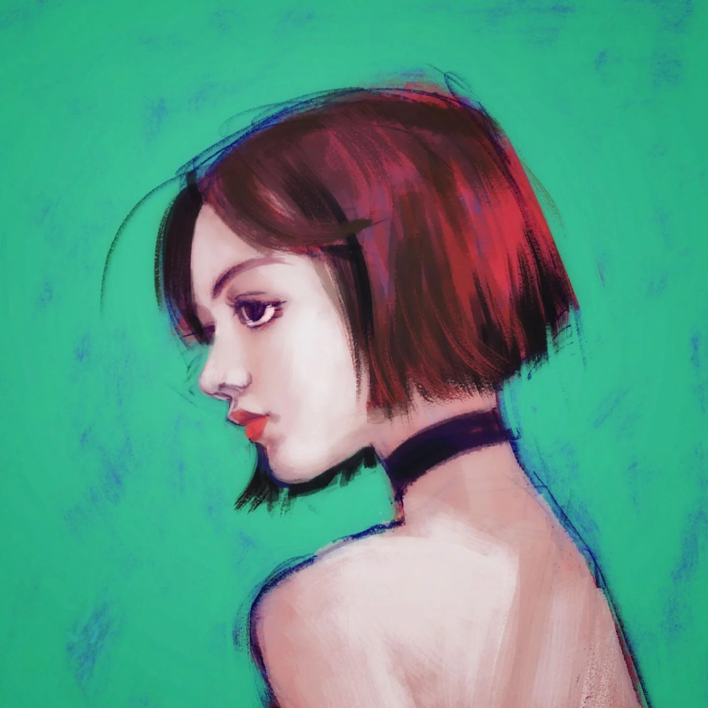 portrait practice again✍️🌈✨

I used Krita for the first time to make this and I really like it! I like the tools a lot, I&rsquo;ll have to try animating in it😳😤👌

#portraitpainting #portraitpractice #portrait #bobhaircut #coolgirl #illustration #