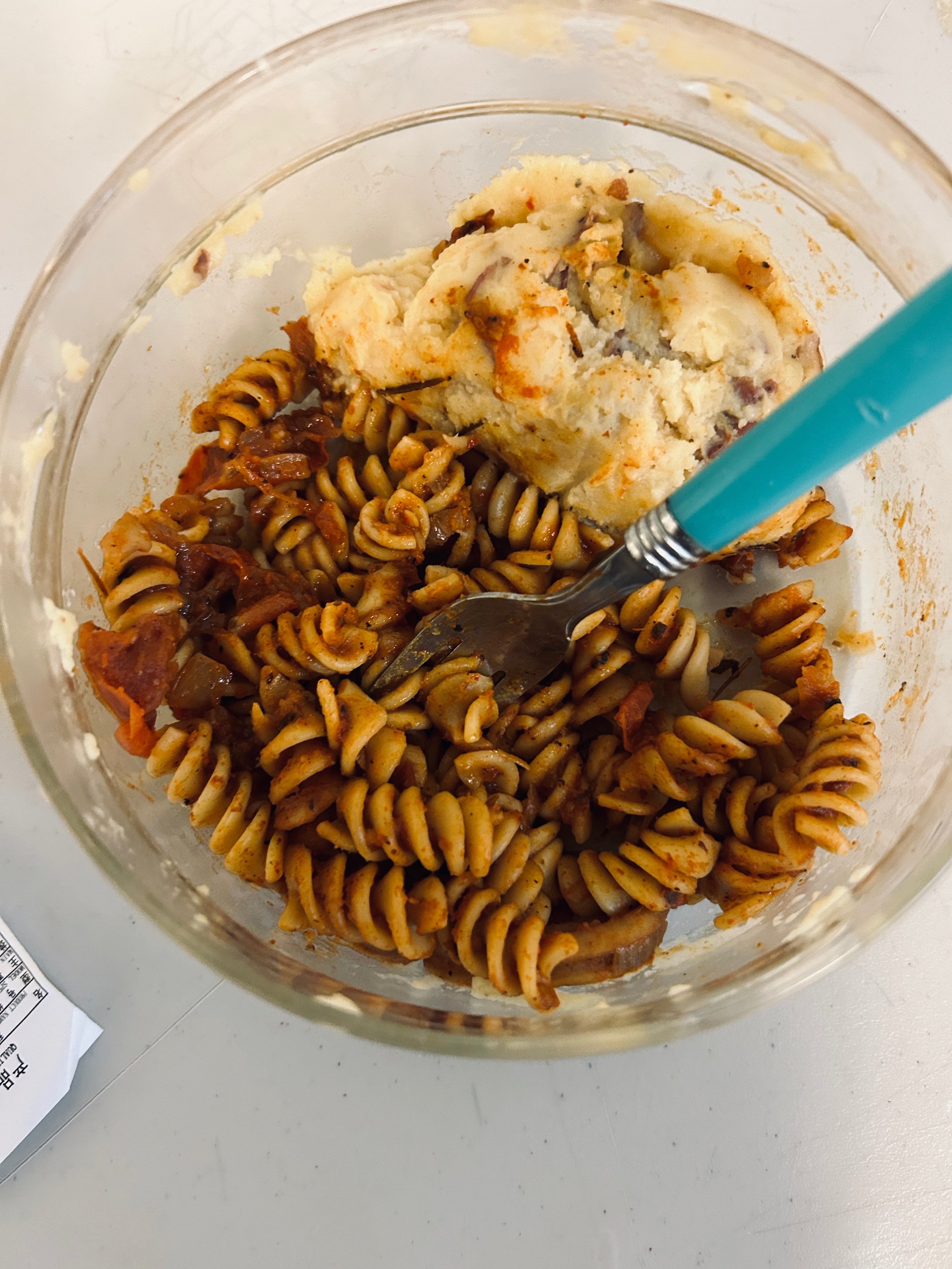 Homemade calamari pasta and mashed potatoes that Cat delivered to me every day at sound check - I am the luckiest
