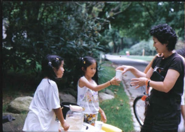 Mel and Bz selling lemonade as tiny humans!