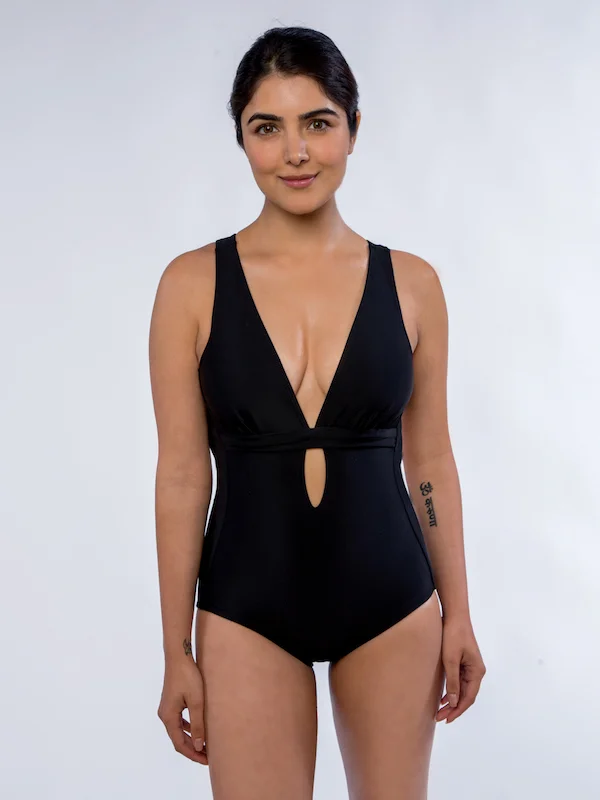 Popsicle One Piece Swimsuit in Black Nickel Free Hardware