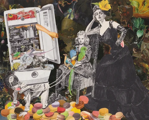 Inas Al-soqi, Miss Havisham's VDay Parade, hand cut collage, 8.5x10.5 in s.jpg