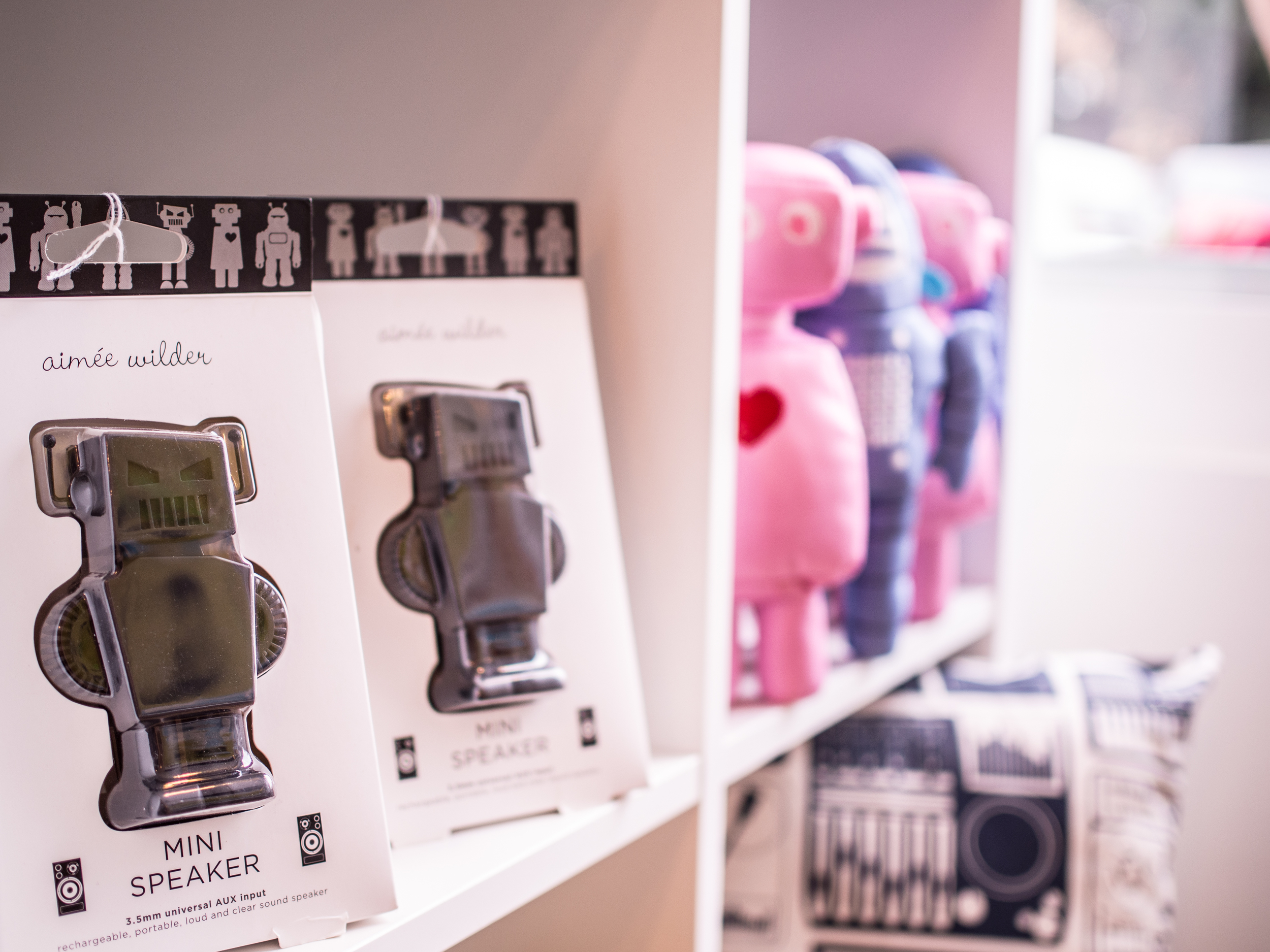 Mini Speakers for the little ones to enjoy good tunes, by Aimee Wilder. 