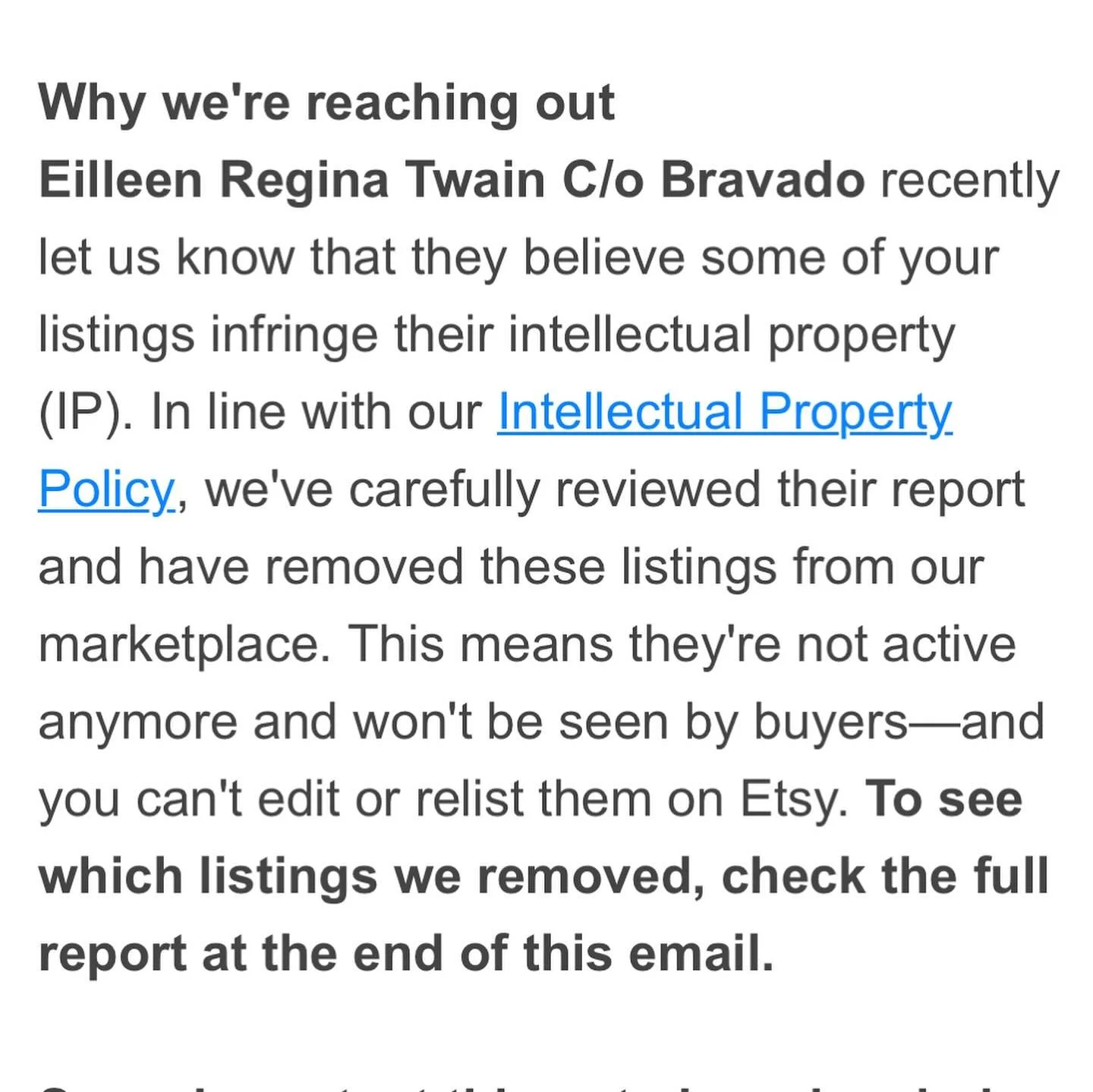 WE DID IT FOLKS!!! Cease and desisted!!! Shania tee no longer available on Etsy. You SHOULDn&rsquo;t BUY bootleg, but if you did, they are not STILL AVAILABLE. So do not DM ME DIRECTLY TO PURCHASE.