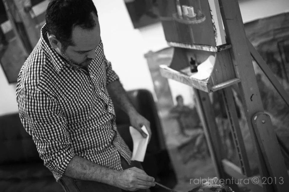 Jason Aponte at work in his studio at Bakehouse Art Complex. Photo provided by Ralph Ventura