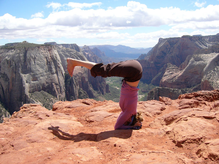 My friend Erin Urton from Tuja Wellness , finding her balance in Zion a few years ago. 