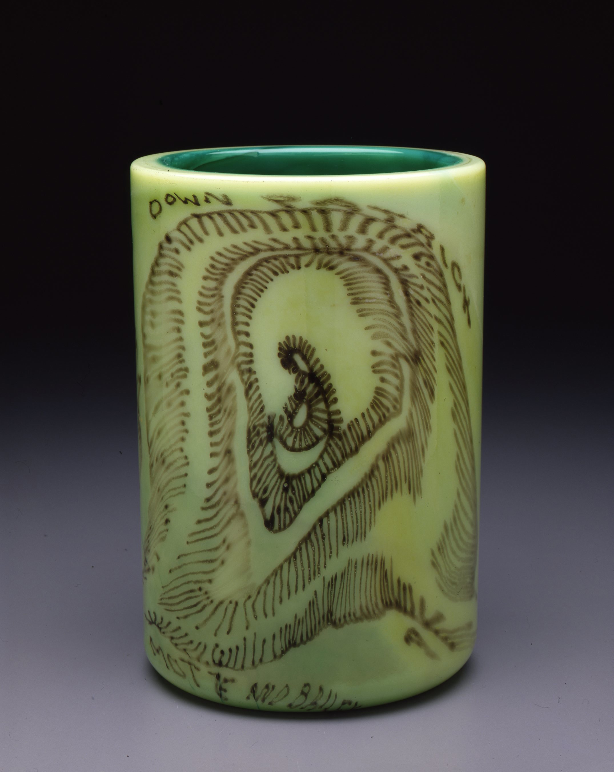 Dale Chihuly, Irish Cylinder #5 (1975, glass, 11 1/2 x 7 1/2 inches), DC.267