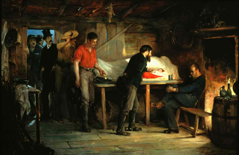  Henry Bacon,&nbsp; The Luck of Roaring Camp &nbsp;(1880, oil on canvas, 30 x 47 1/2 inches), HB.2 